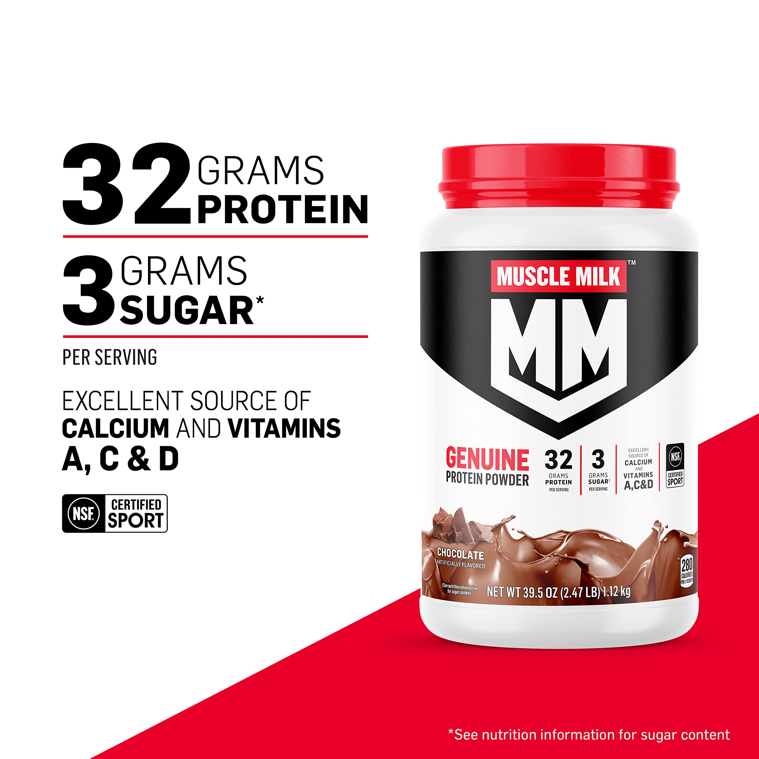Muscle Milk Genuine Protein Powder - Banana Creme Flavor, 32g Protein per Serving, 4.94 lb (32 Servings) for Post-Workout Recovery & Muscle Growth | Ideal for Gym, Fitness & Weight Management