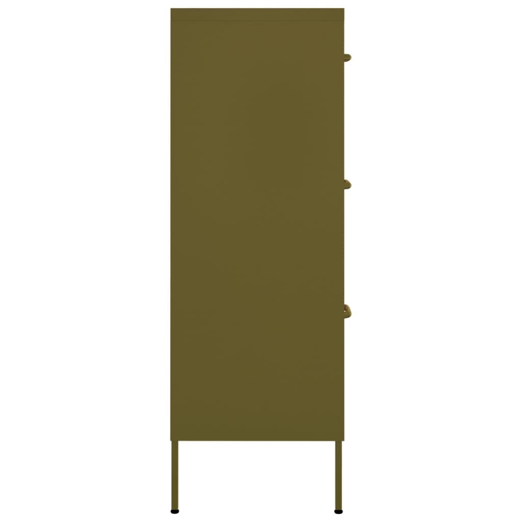 vidaXL 6-Drawer Industrial Storage Cabinet - Olive Green Steel Dresser with Fully Extendable Drawers for Easy Organization | Durable & Low-Maintenance | Perfect for Bedroom, Office or Garage Storage Solutions
