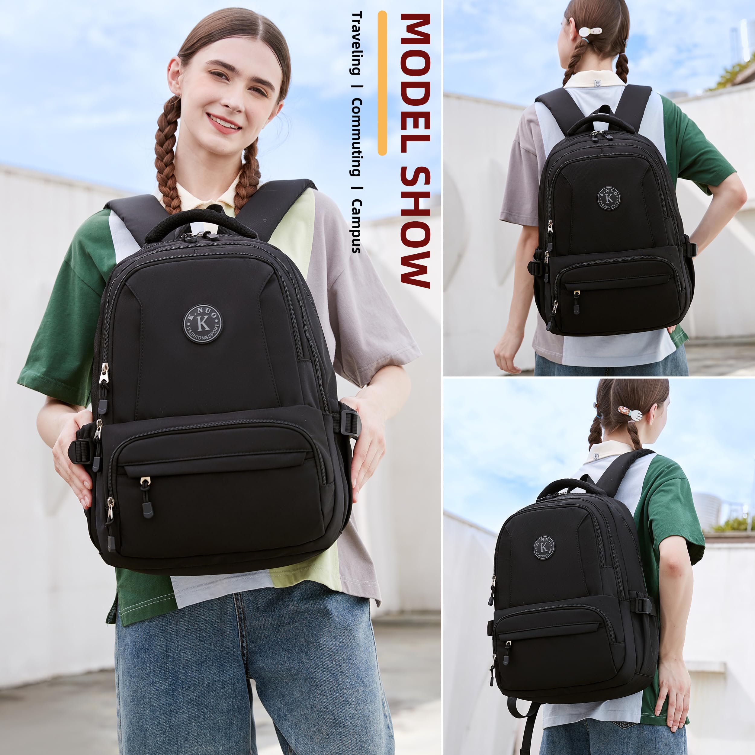 Anti-Theft 17 Inch Laptop Backpack for Women & Men - Water Resistant Travel Backpack, Large School Bookbag for College, Teens, Boys & Girls - Perfect for Business, Work & Casual Daypack (Black) - Ideal for Commuting, Office & Campus Use