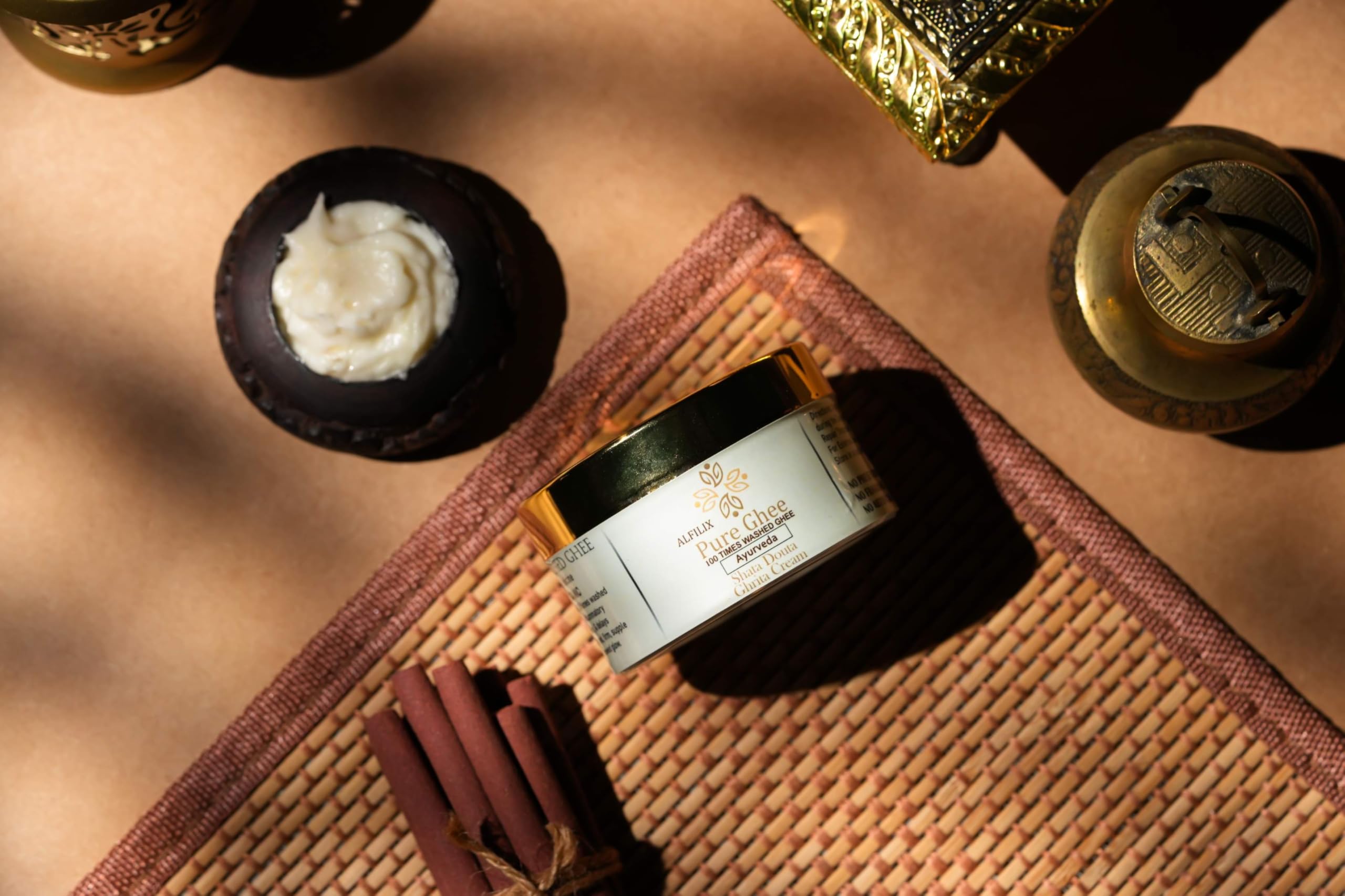 Shata Dhauta Ghrita - 100x Washed Ayurvedic Ghee Moisturizer | Organic Night Cream for Dry Skin, Wrinkles & Anti-Aging | Natural Face Cream for Deep Hydration, Skin Repair & Glow (5.25oz, Vanilla Scented) | Perfect for Nighttime Skincare Routine & Dry Skin Treatment