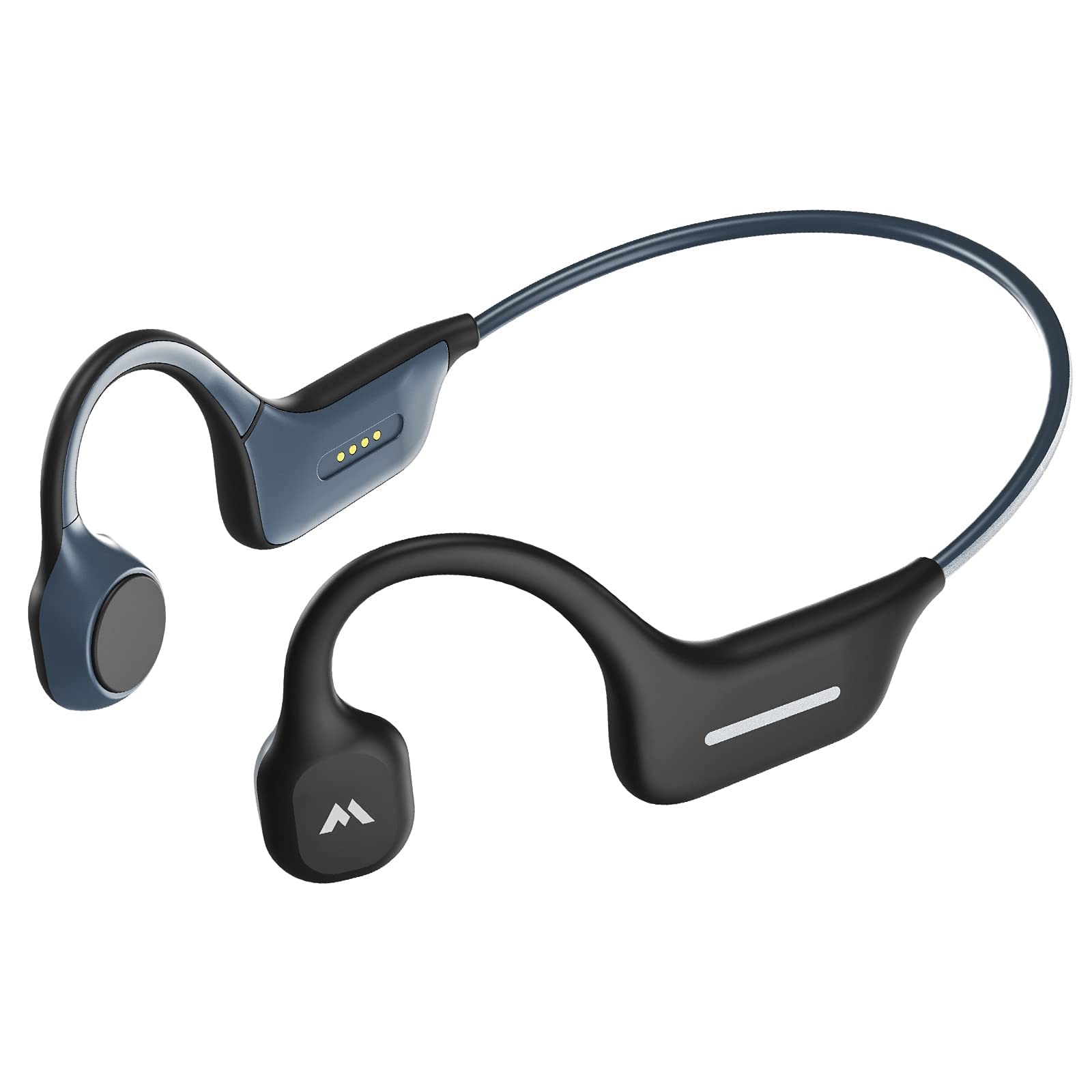 MOING Wireless Bone Conduction Headphones - Open Ear Bluetooth Headset with Reflective Strips, Built-in Mic, IP56 Waterproof - Ideal for Workouts, Running, Cycling & Night Safety (Black DG08) | Perfect for Gym, Outdoor Sports & Commuting