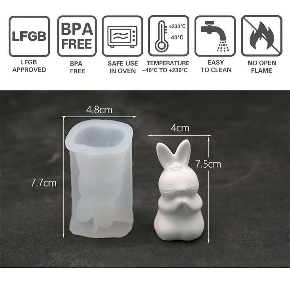 2-Pack Rabbit Resin Molds for Easter Bunny DIY Crafts - Silicone Epoxy Casting Molds for Handmade Soap, Candle & Plaster Making - Perfect for Home Decor, Desktop Display & Spring Festival Gifts