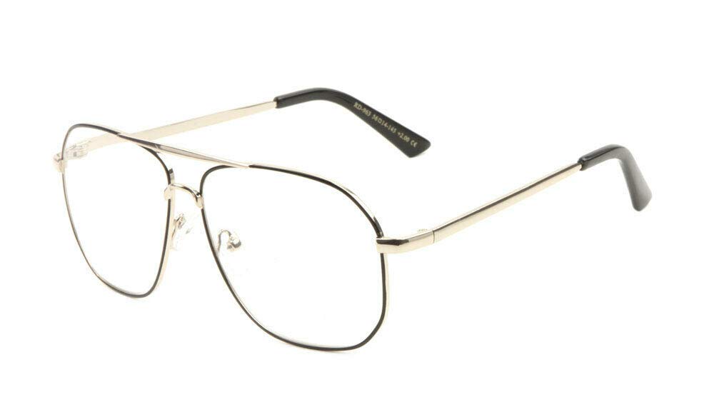 Classic Square Luxury Pilot Aviator Readers Reading Glasses for Men & Women - UV Protection & Blue Light Blocking - Perfect for Reading, Driving & Computer Use