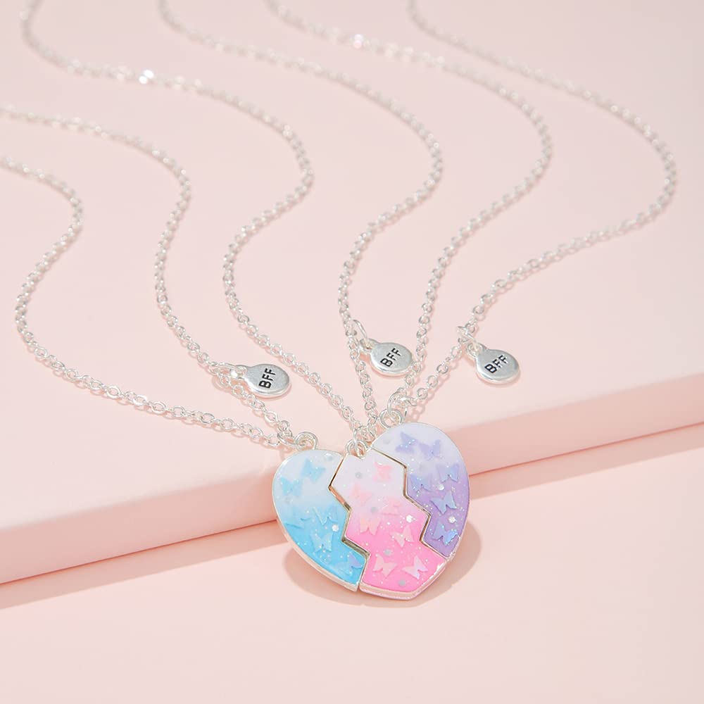Best Friend Necklaces for 3 - Magnetic Heart Pendant BFF Friendship Jewelry Set for Women, Girls, Teens - Perfect for Birthdays, Anniversaries, and Special Occasions