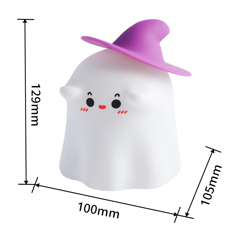 Rechargeable Ghost Night Light for Kids - 3-Level Dimmable Silicone Baby Nightlight, Magician Lamp Nursery Decor | Perfect as Christmas Gifts, Toddler Room Lighting & Holiday Cool Gadgets for Bedrooms, Baby Showers & Birthday Presents