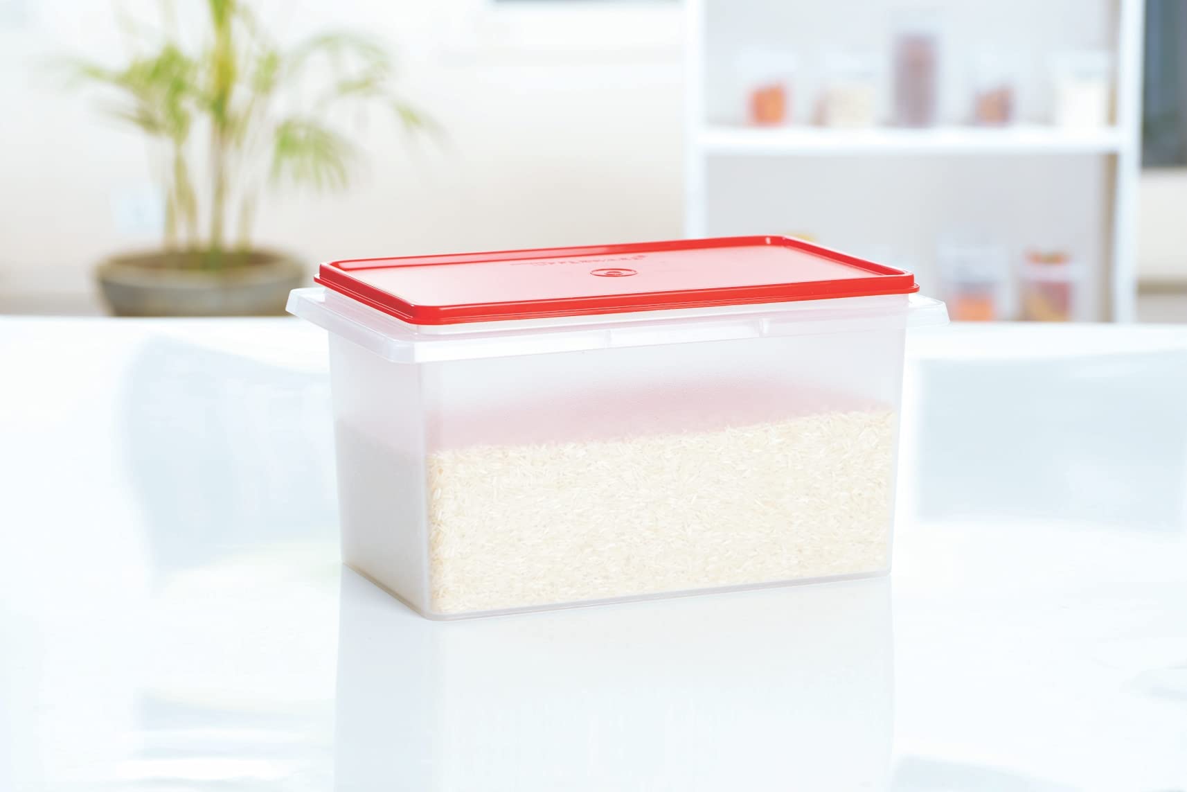 Tupperware TRK085 5kg Plastic Rice Storage Container with Airtight Lid - Red | Perfect for Kitchen Pantry Organization & Bulk Food Storage