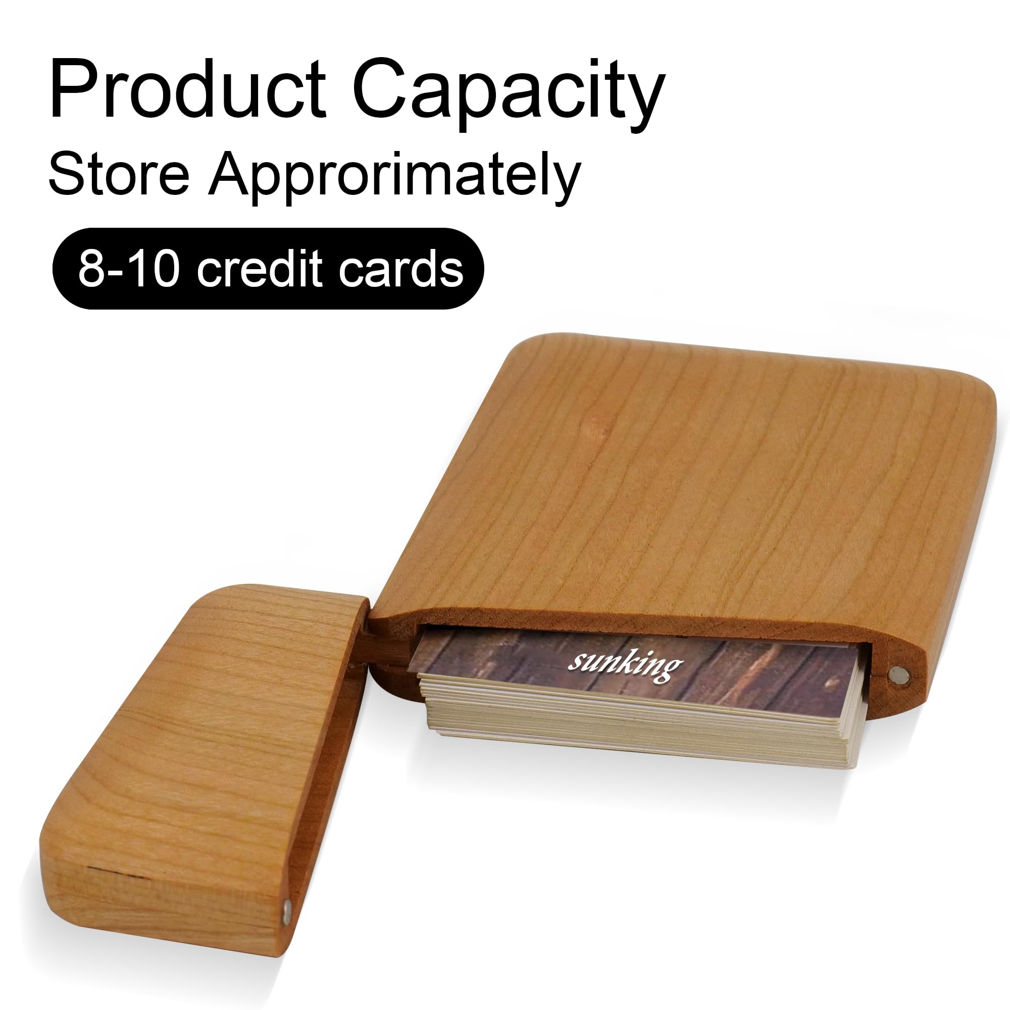 Premium Cherry Wood Business Card Holder with Magnetic Closure - Elegant Corporate Gift for Employees, Professionals & Networking Events - Ideal for Office, Meetings & Business Conferences