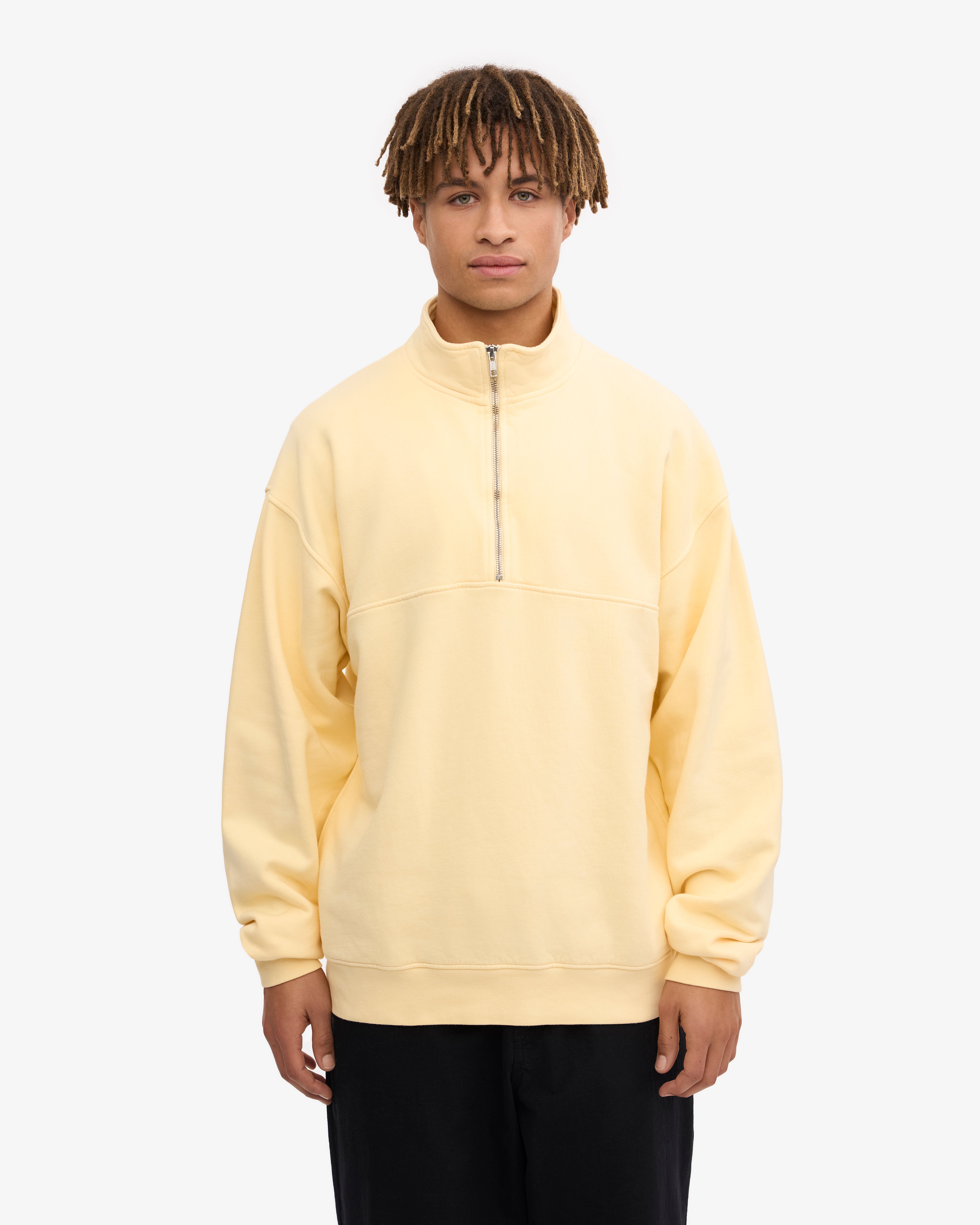 Organic Quarter Zip Sweatshirt for Men & Women - Soft Yellow Pullover for Casual Wear & Outdoor Activities