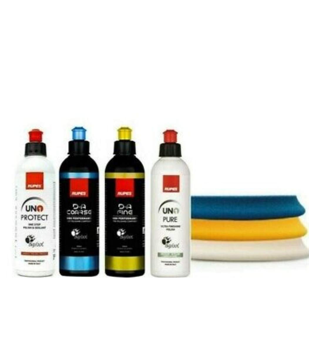 bbnmore Rupes DA Polisher Combo Kit with 4 x 250ml Bottles & 6
