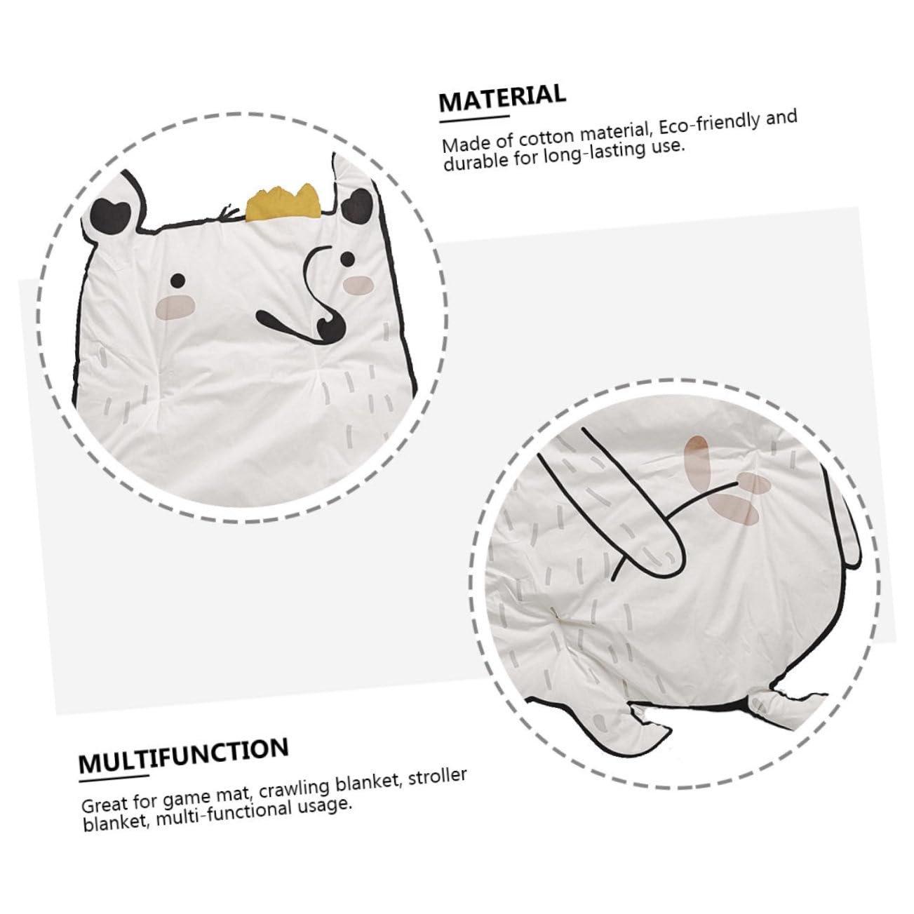 Totority 2-Pack Soft Cotton Raccoon Play Mat for Babies & Toddlers - Non-Slip Nursery Floor Rug, Washable Kids Playmat for Crawling & Playtime - Perfect for Daycare, Living Room & Nursery Decor