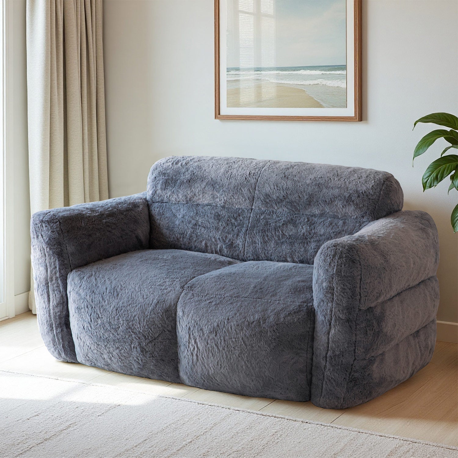 MAXYOYO Giant Bean Bag Chair - Ultra Soft Fluffy Bean Bag Couch for Living Room, Bedroom & Game Room - Dark Grey - Perfect for Relaxing, Lounging & Gaming