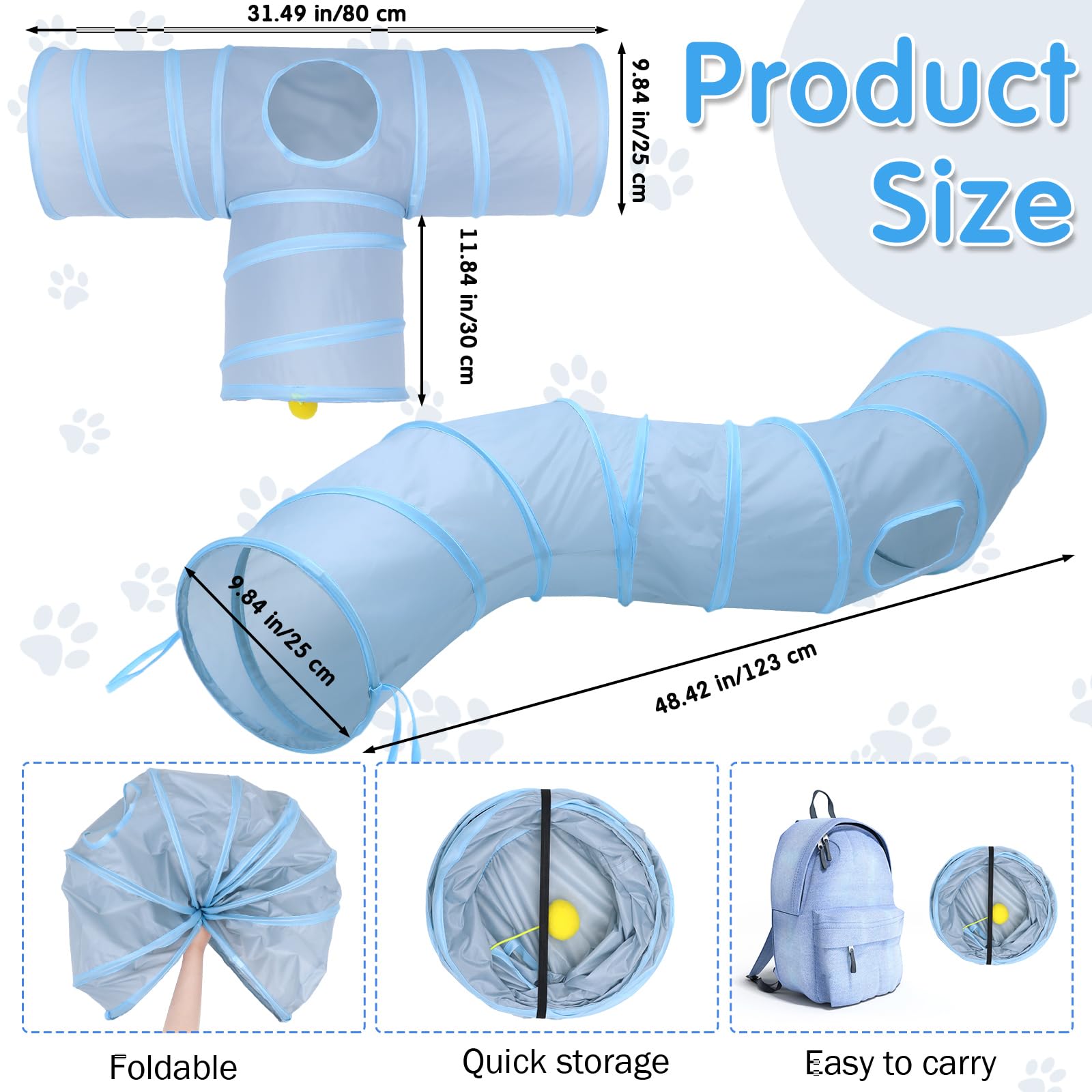 Wettarn 22-Piece Cat Toys Set with 2 Collapsible Tunnels & 20 Interactive Kitten Toys - Includes Feather Mouse, Crinkle Balls, Tubes for Indoor Cats & Puppies (Gray) - Perfect for Playtime, Exercise & Bonding with Your Pets