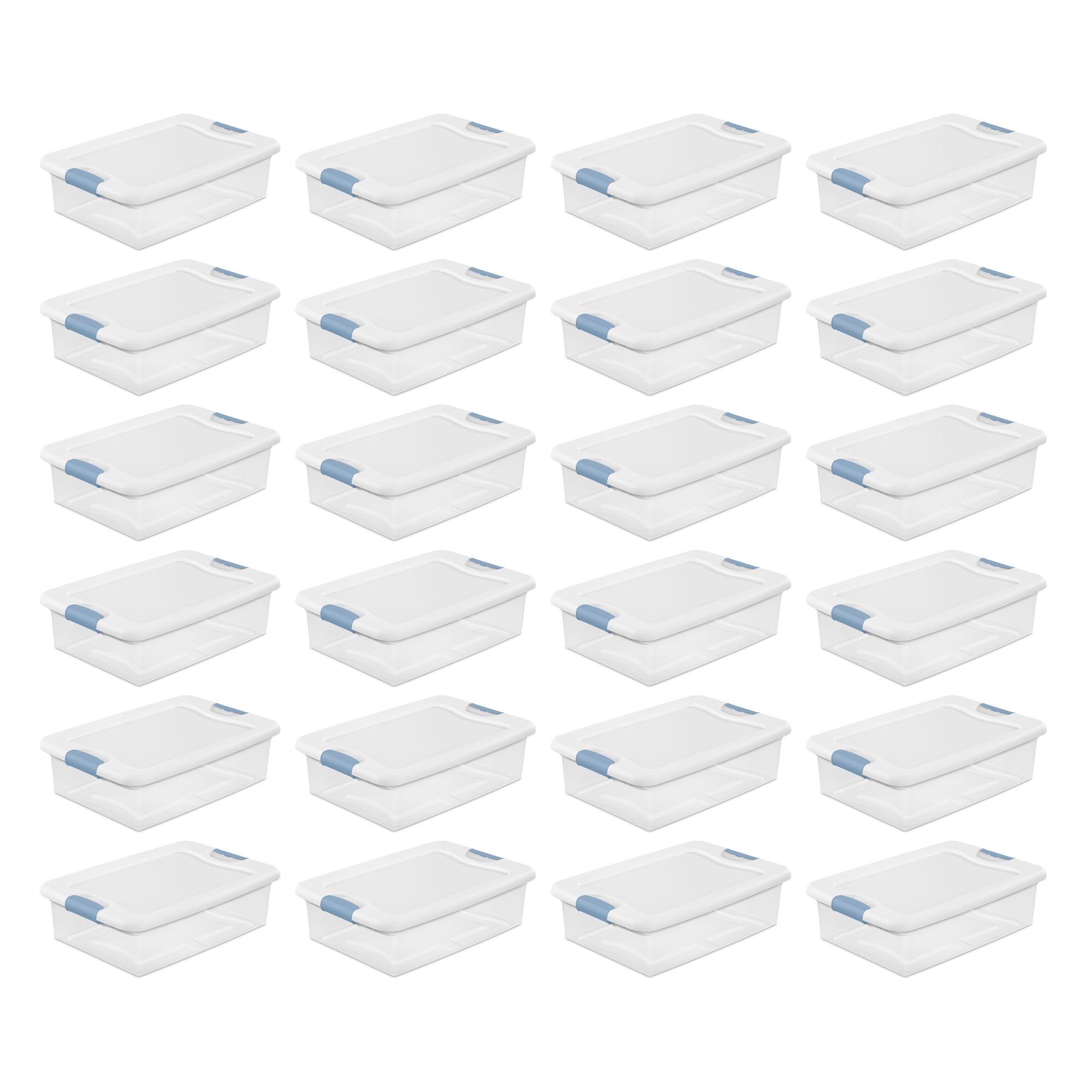 Sterilite 24-Pack 32 Quart Clear Plastic Stackable Storage Bins with Latching Lids - Perfect for Home Organization, Garage Storage & Toy Clutter Control