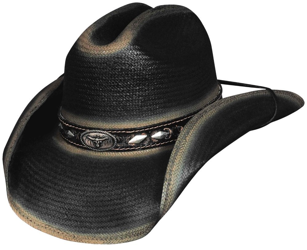 Montecarlo Bullhide Hats - LITTLE BIG HORN Shantung Panama Straw Cowboy Hat for Men & Women (Large, Black) - Western Style, Outdoor Rodeo, Country Music Festival & Summer Sun Protection