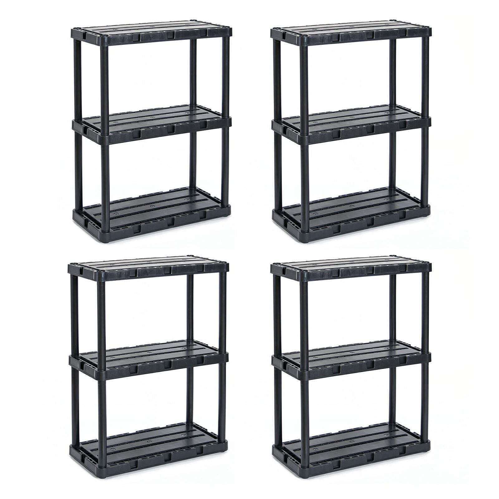 3-Tier Metal Shelf Unit - Heavy Duty Storage Rack for Closet, Garage, Pantry, Books & Shoes | Space-Saving Organizer (4-Pack) | Perfect for Home, Office & Commercial Use