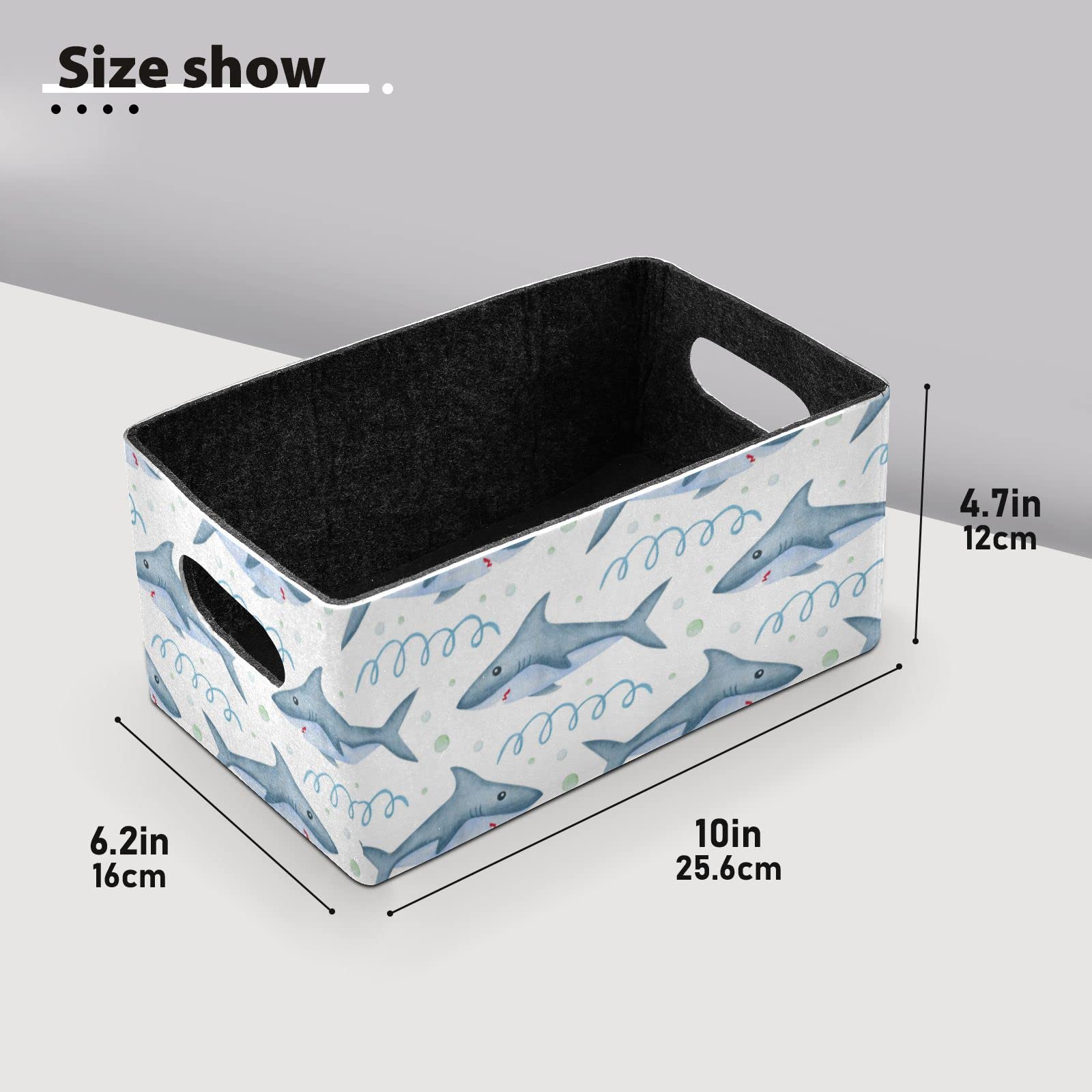 Sharks Polka Dots Folding Felt Storage Baskets - 2 Pack Collapsible Organizer Boxes for Clothes, Toys & Home Organization - Perfect for Nursery, Closet, Shelves & Laundry Room Storage