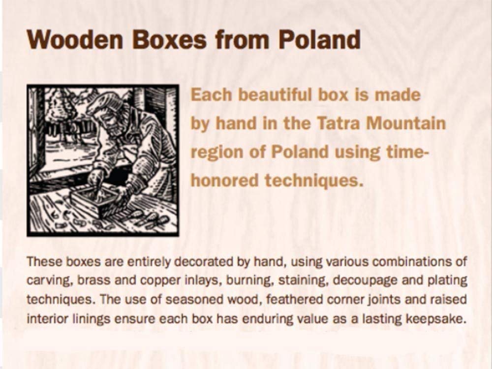 Handmade Floral Wooden Jewelry Box with Lock & Key - Decorative Keepsake Chest for Rings, Necklaces & Valuables - Perfect for Gifts, Home Decor & Organizing Accessories - Made in Poland