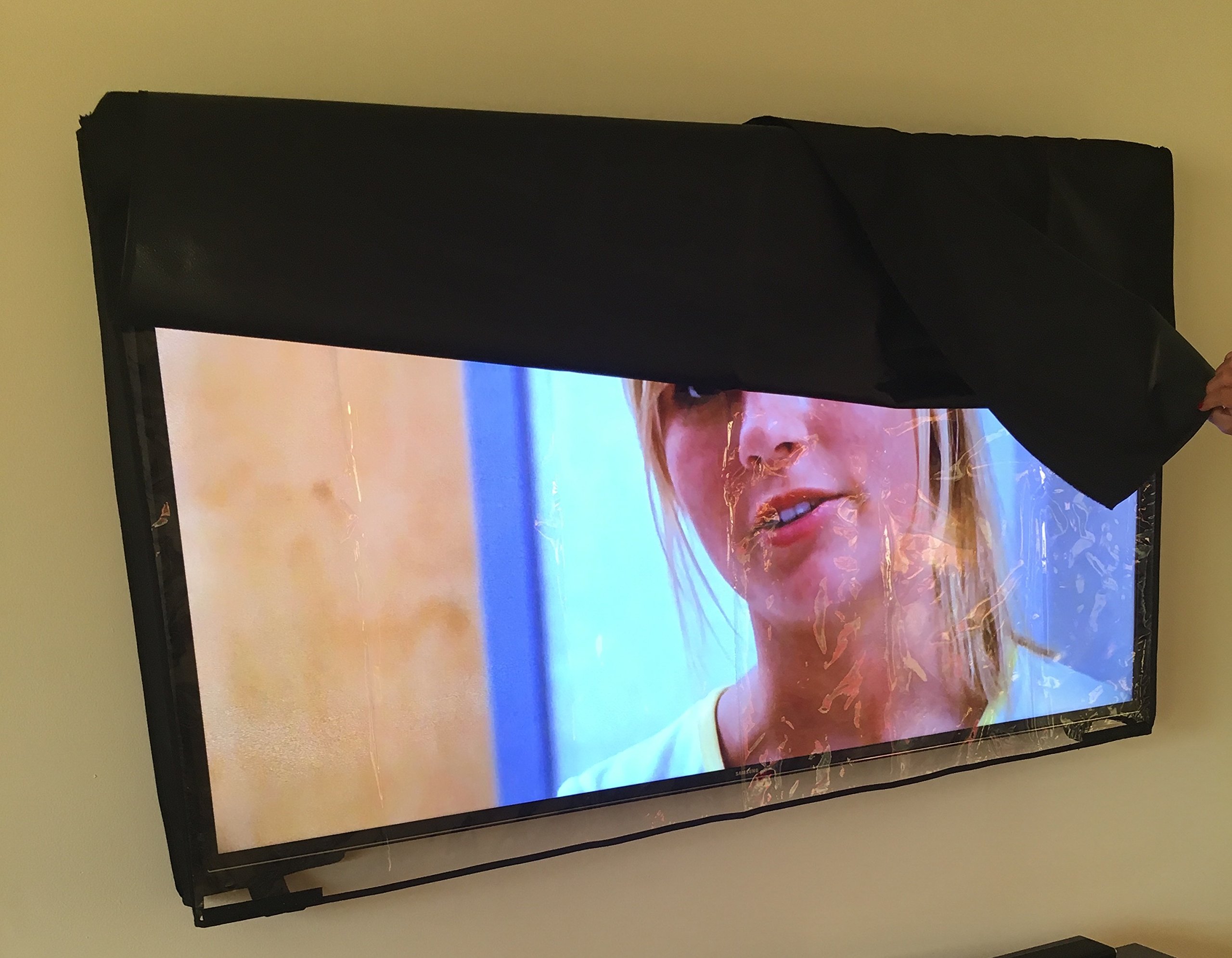 COMP-BIND 42'' Clear Transparent Waterproof Outdoor TV Cover - Water Resistant Black Protection for LCD & Plasma Screens - 40.5''W x 4.25''H x 25''H - Perfect for Patio, Deck, and Outdoor Entertainment Areas