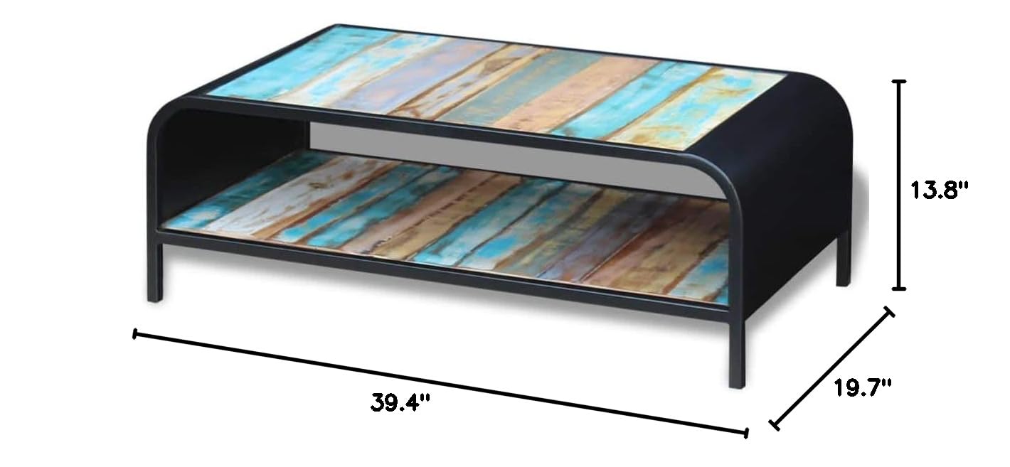 Solid Reclaimed Wood Coffee Table - Rustic Sofa Side Table for Living Room, Home Decor | Fast Shipping | Perfect for Lounge, TV Room & Small Space Furniture