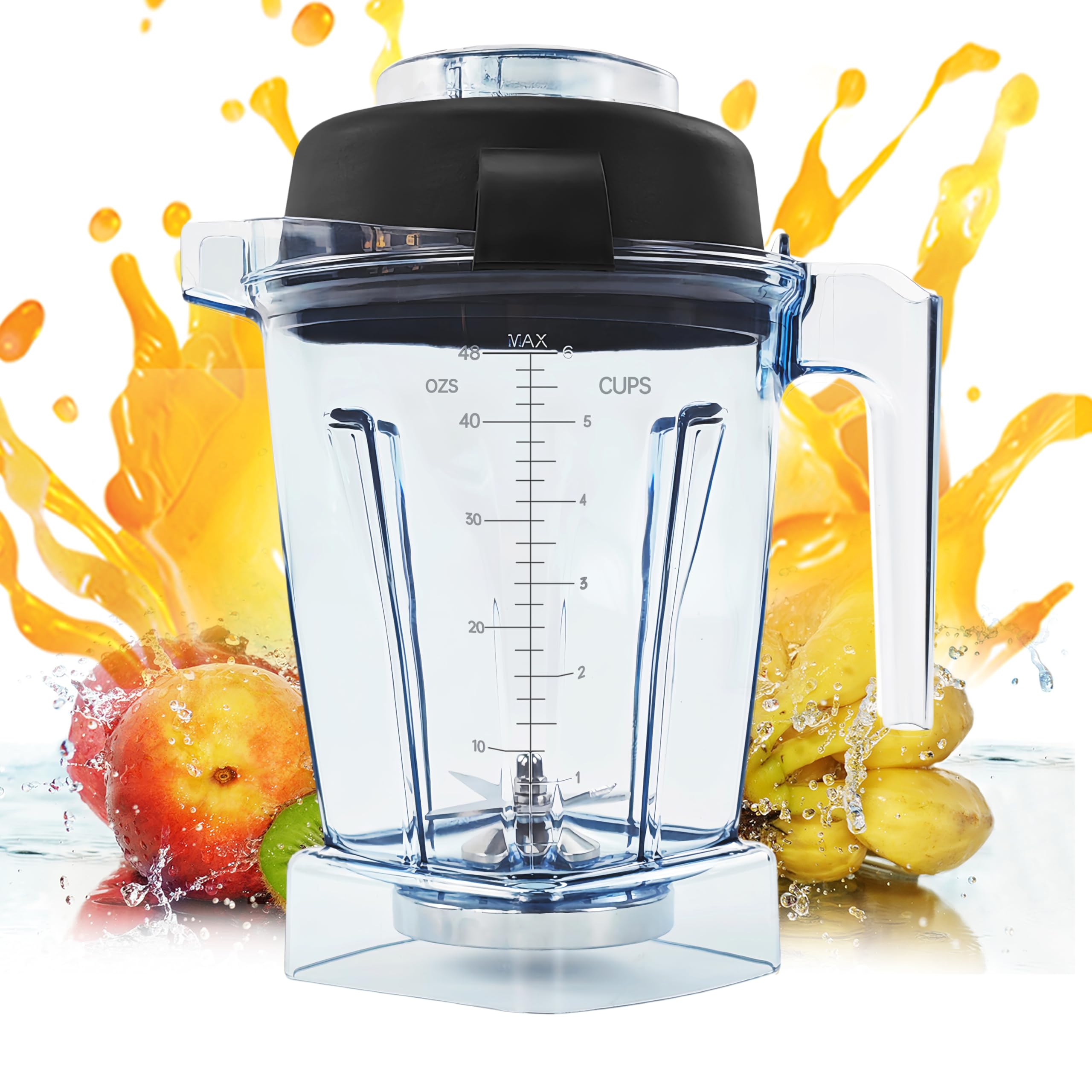Vitamix Blender Pitcher 48oz Replacement for Vitamix 5000 5200 6300 6500 7500 E310 E320 Pro 200 500 750 VM0197 VM0101 - Compatible with C/G-Series Explorian Commercial Ropel Series - 3-Year Warranty - Perfect for Smoothies, Soups, and Nut Butters