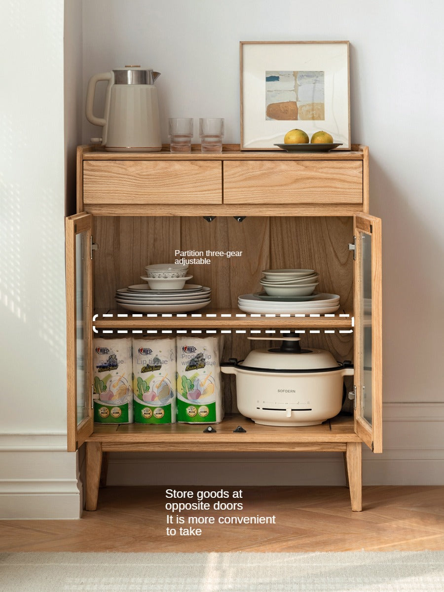 Modern Oak Solid Wood Sideboard - Scandinavian Nordic Style TV Stand, Buffet Cabinet for Living Room, Dining Room & Entryway Storage
