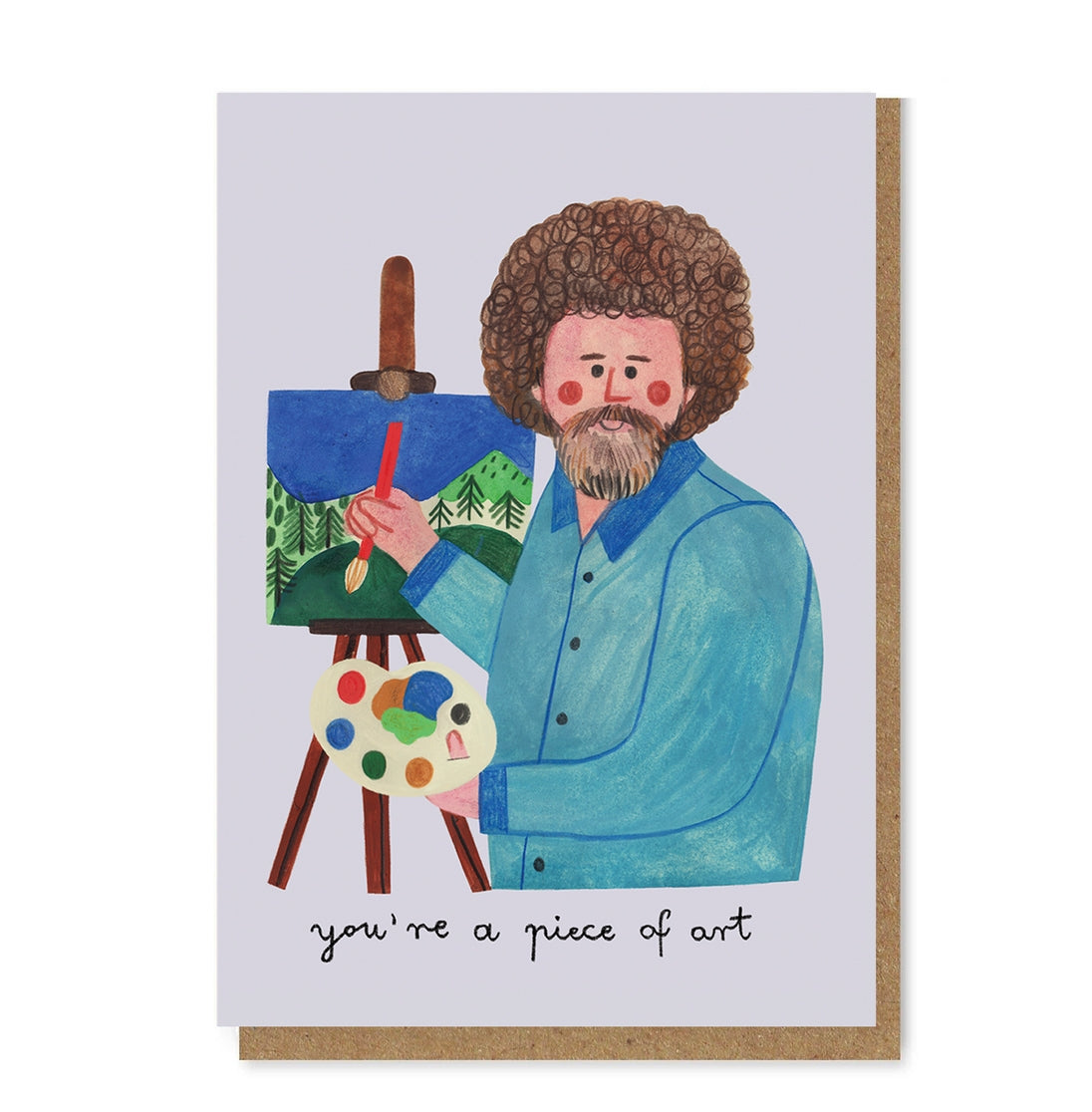 Bob Ross Happy Little Trees Greeting Card - Perfect for Birthdays, Holidays & Inspirational Gifts | Motivational Art Card for Friends & Family