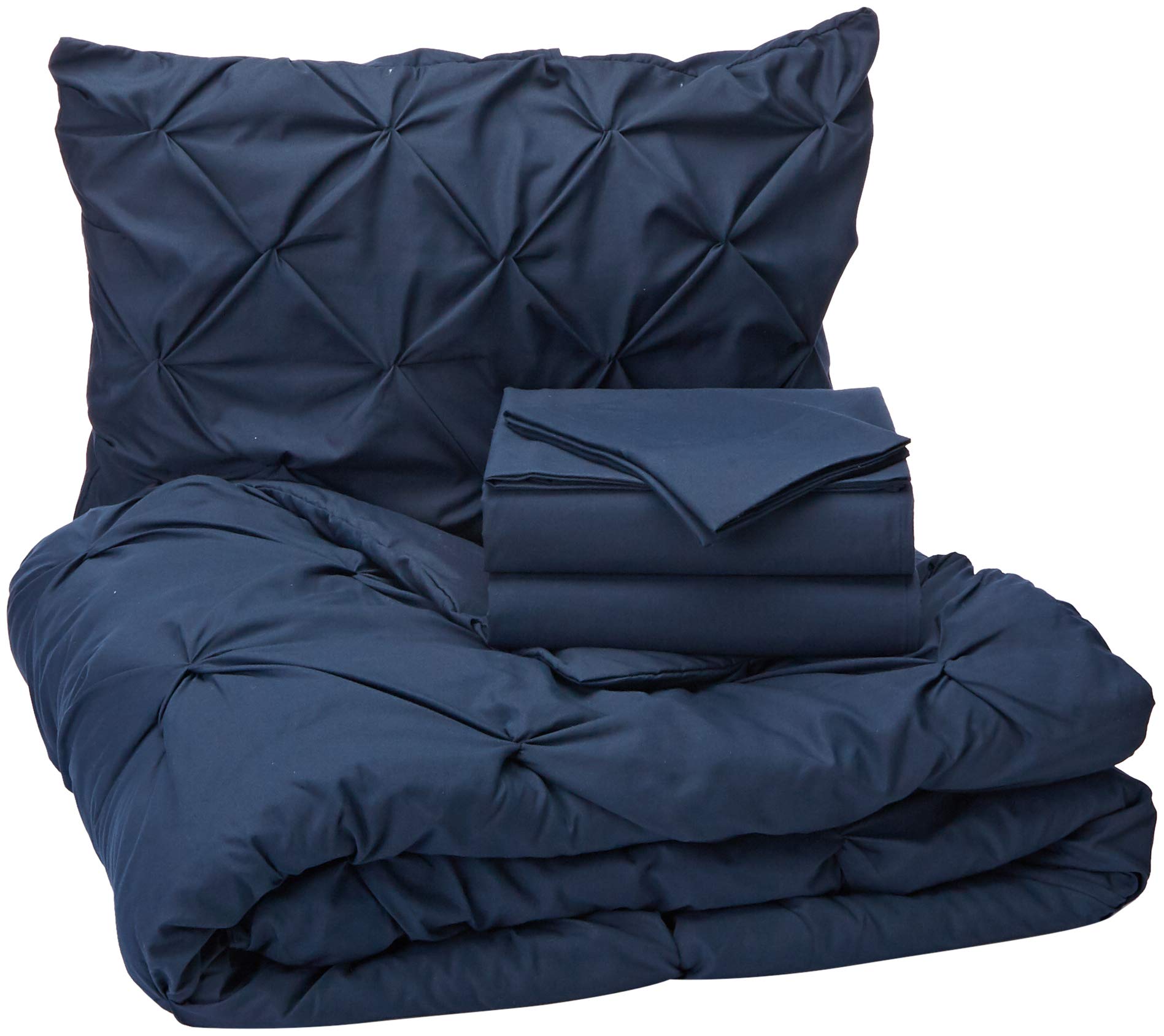 Luxury 6-Piece Bed-in-a-Bag Comforter Set - Ultra Soft & Cozy Complete Bedding Set with Double Sided Storage Pockets, Twin/Twin XL, Navy Blue - Perfect for Guest Rooms, Dormitories & Cozy Bedroom Retreats