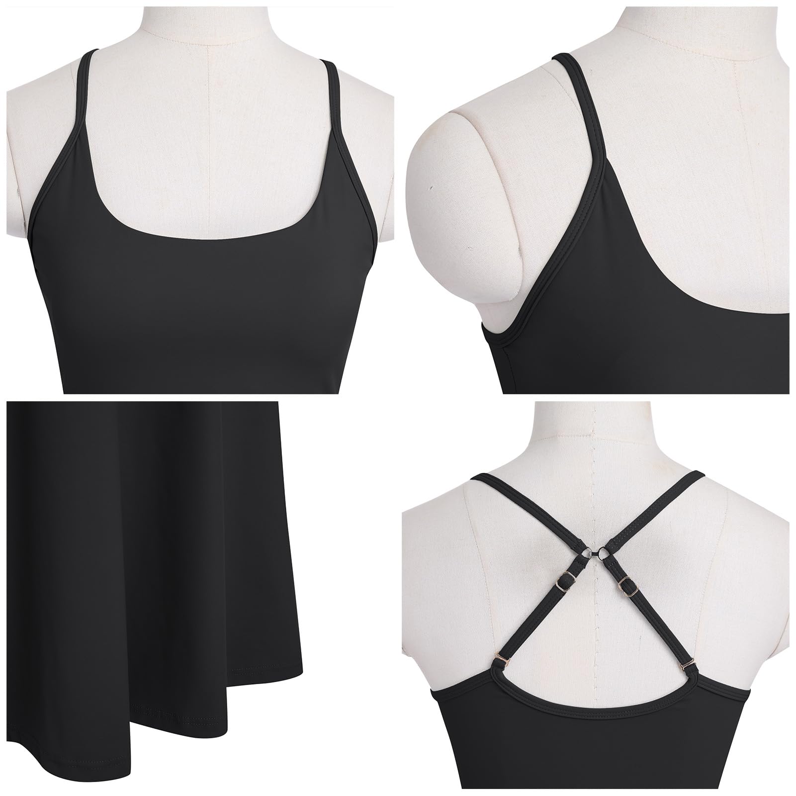 Women's Athletic Dress with Built-in Bra & Adjustable Straps - Side Split Workout Dress for Tennis, Golf & Running | Breathable Midi Dress for Women | Perfect for Gym, Yoga & Outdoor Sports Activities