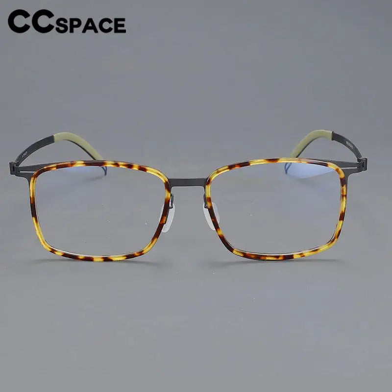CCspace Unisex Full Rim Square Screwless Titanium Eyeglasses 57174 - Lightweight Durable Frame for Men & Women - Perfect for Reading, Work & Everyday Use