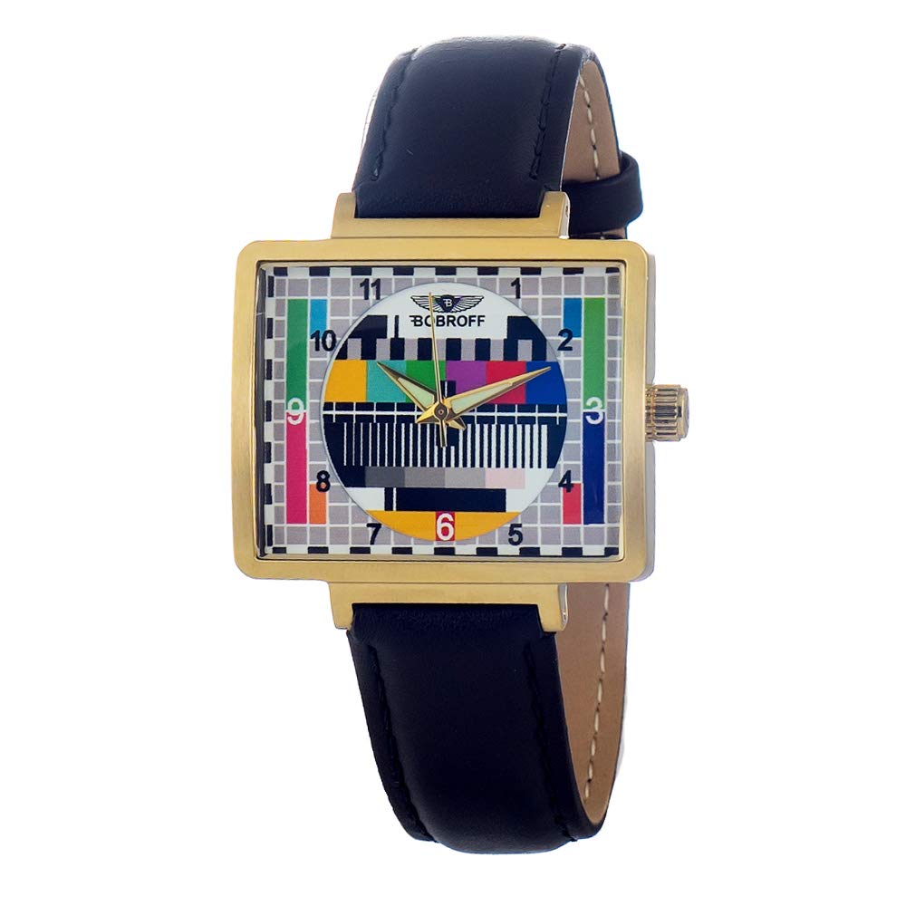 BOBROFF Women's Stainless Steel Watch with Black Dial and Colorful Letter Design - Perfect for Casual Wear, Office, and Everyday Fashion Accessories