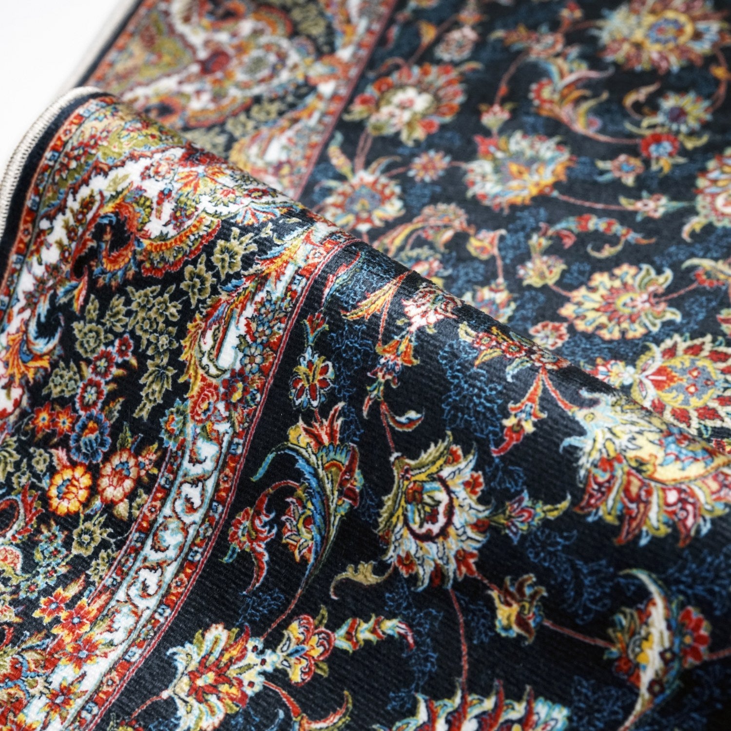 Premium Muslim Prayer Rug - Black & Floral Design Islamic Prayer Mat for Home, Mosque & Travel | Non-Slip & Portable for Daily Salah Prayers