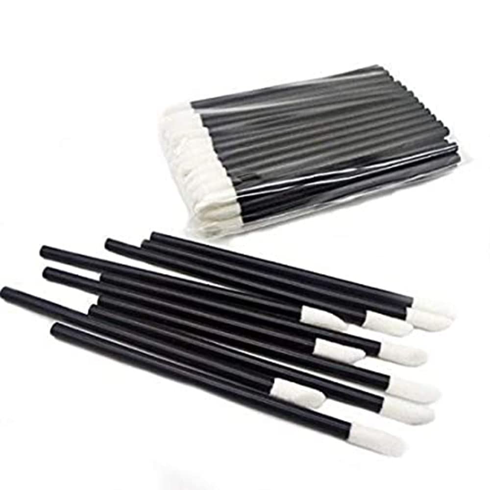 Veoni Belle 100 Pcs Disposable Makeup Brush Set - Black Lip & Gloss Applicator Wands for Professional & Home Makeup - Perfect for Salons, Travel & Hygienic Touch-Ups