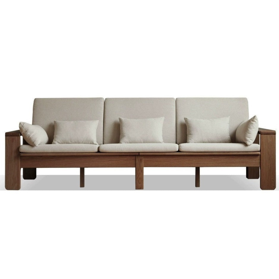 Modern Nordic Fabric Sofa - Solid Oak Wood Frame - Stylish & Durable Living Room Furniture for Small Spaces & Apartments
