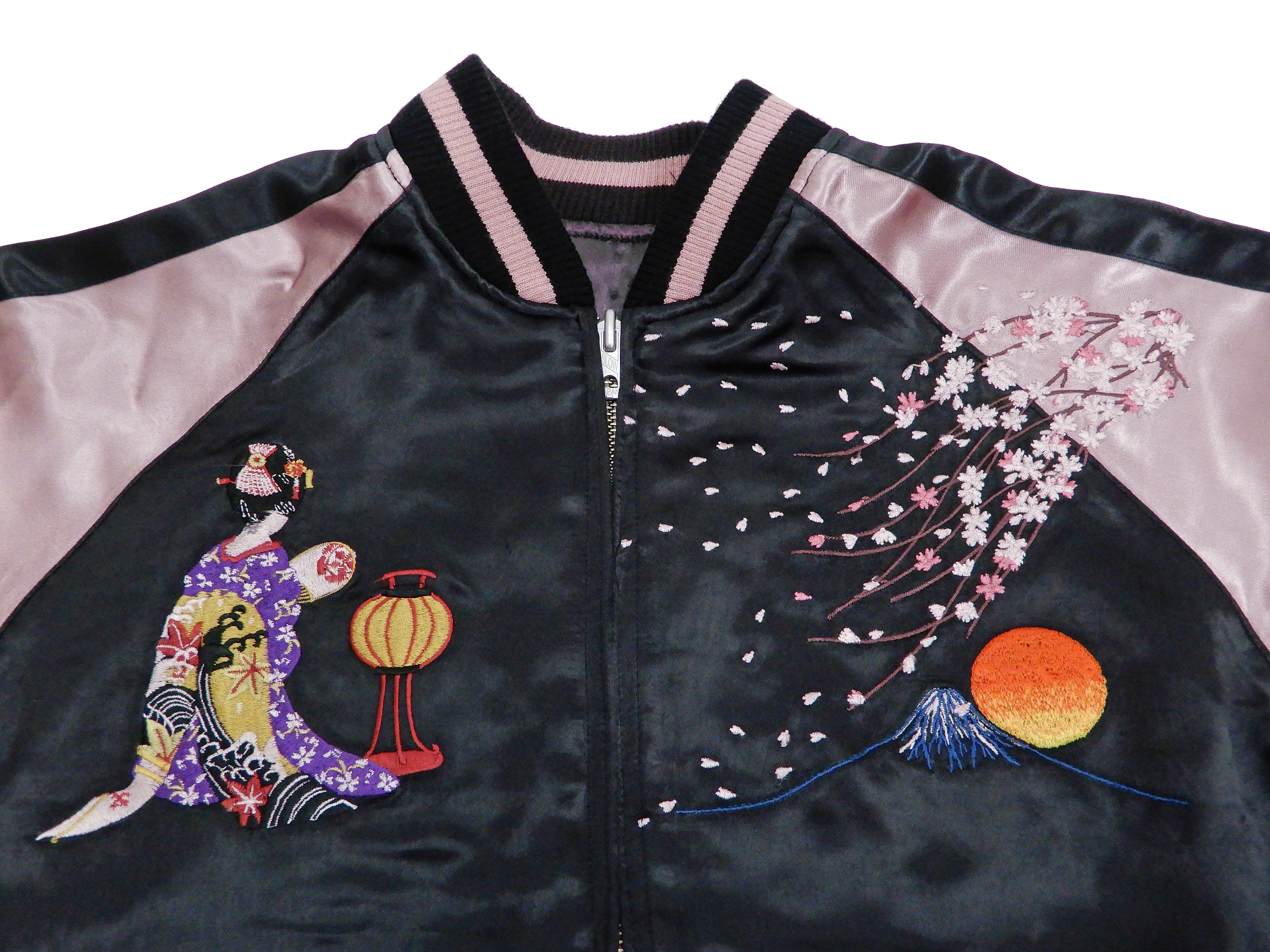 Men's Japanese Souvenir Jacket - Hanatabi Gakudan Geisha Art Sukajan SSJ 038 | Vintage Bomber Style for Casual Wear & Street Fashion