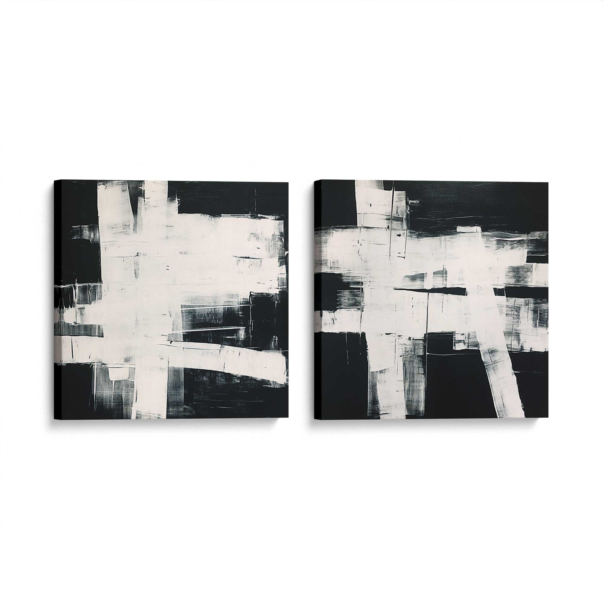 Eclipsed Onyx Tangle Wall Art - Set of 2 Canvas Prints for Modern Home & Office Decor | Perfect for Living Room, Bedroom or Workspace