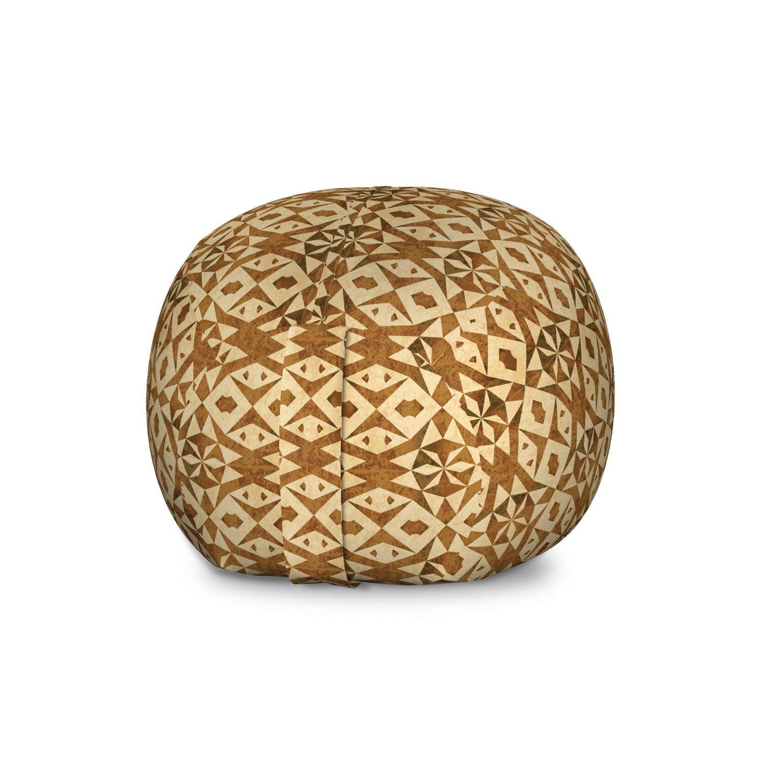 Ambesonne Retro Storage Toy Bag Chair - Large Washable Stuffed Animal Organizer with Abstract Fractal Geometric Print (Triangle & Diamond Design) in Caramel/Tan | Kids' Room Decor, Playroom Storage, Bean Bag Alternative