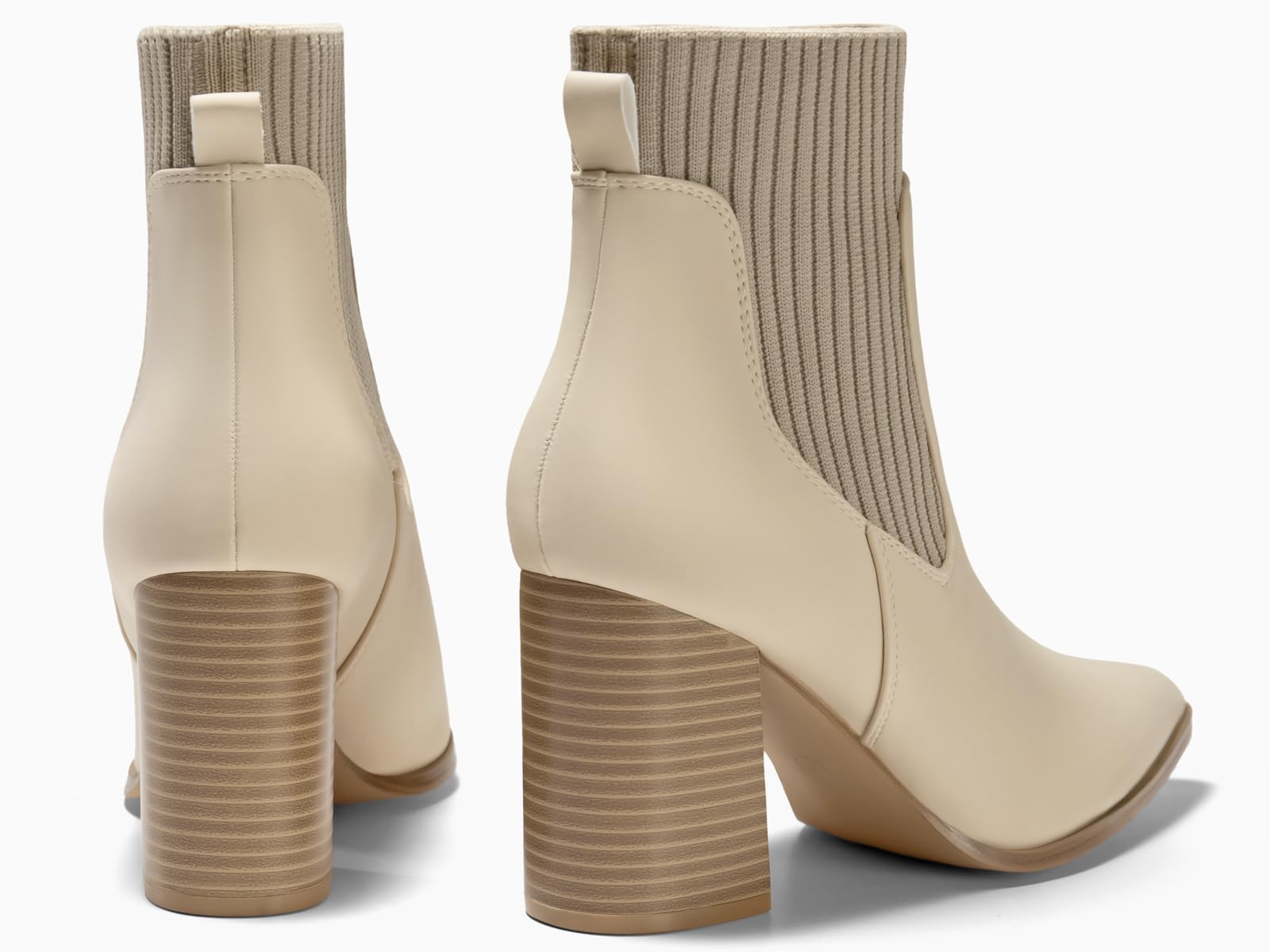 Coutgo Women's Chunky Heel Ankle Boots - Pointed Toe Knit Chelsea Booties for Winter, Dress & Casual Outfits | Perfect for Office, Party & Everyday Wear