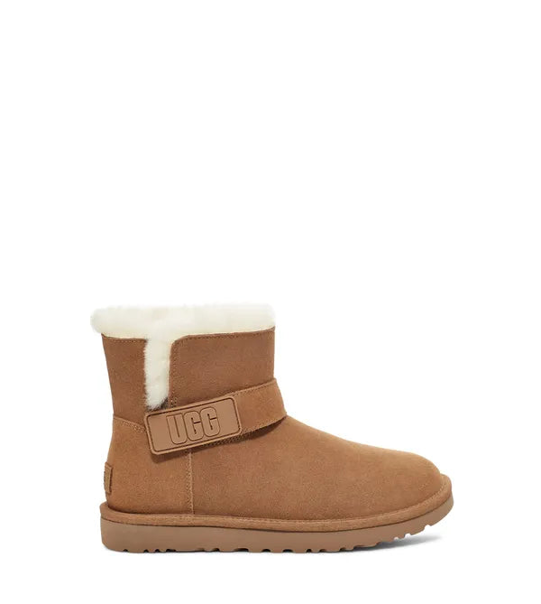 Ugg Mini Bailey Graphic Logo Strap Boots - Women's Waterproof Winter Snow Boots with Fleece Lining for Cold Weather & Outdoor Activities