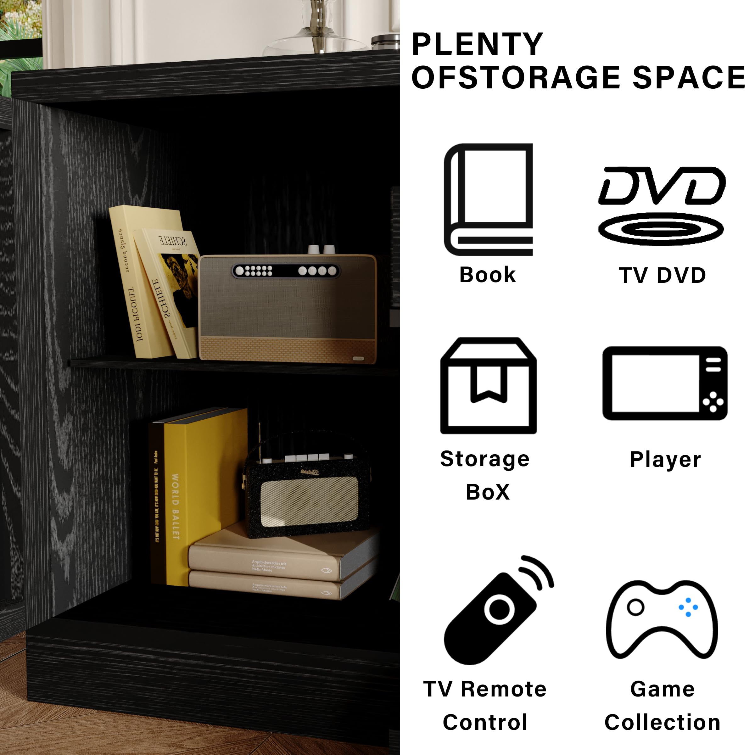 Modern Farmhouse TV Stand for 75 Inch TVs - 3-Sided 60