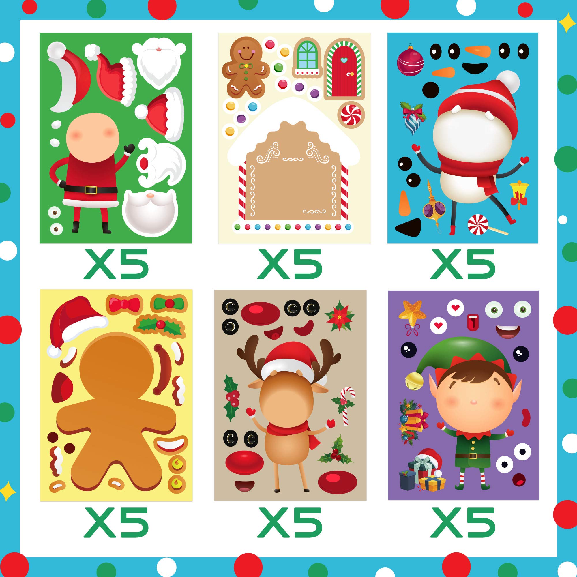 Funnlot Christmas Stickers for Kids - 30PCS DIY Holiday Craft Stickers, Christmas Game & Activities for Toddlers - Perfect for Scrapbooking, Gift Wrapping & Holiday Decorations
