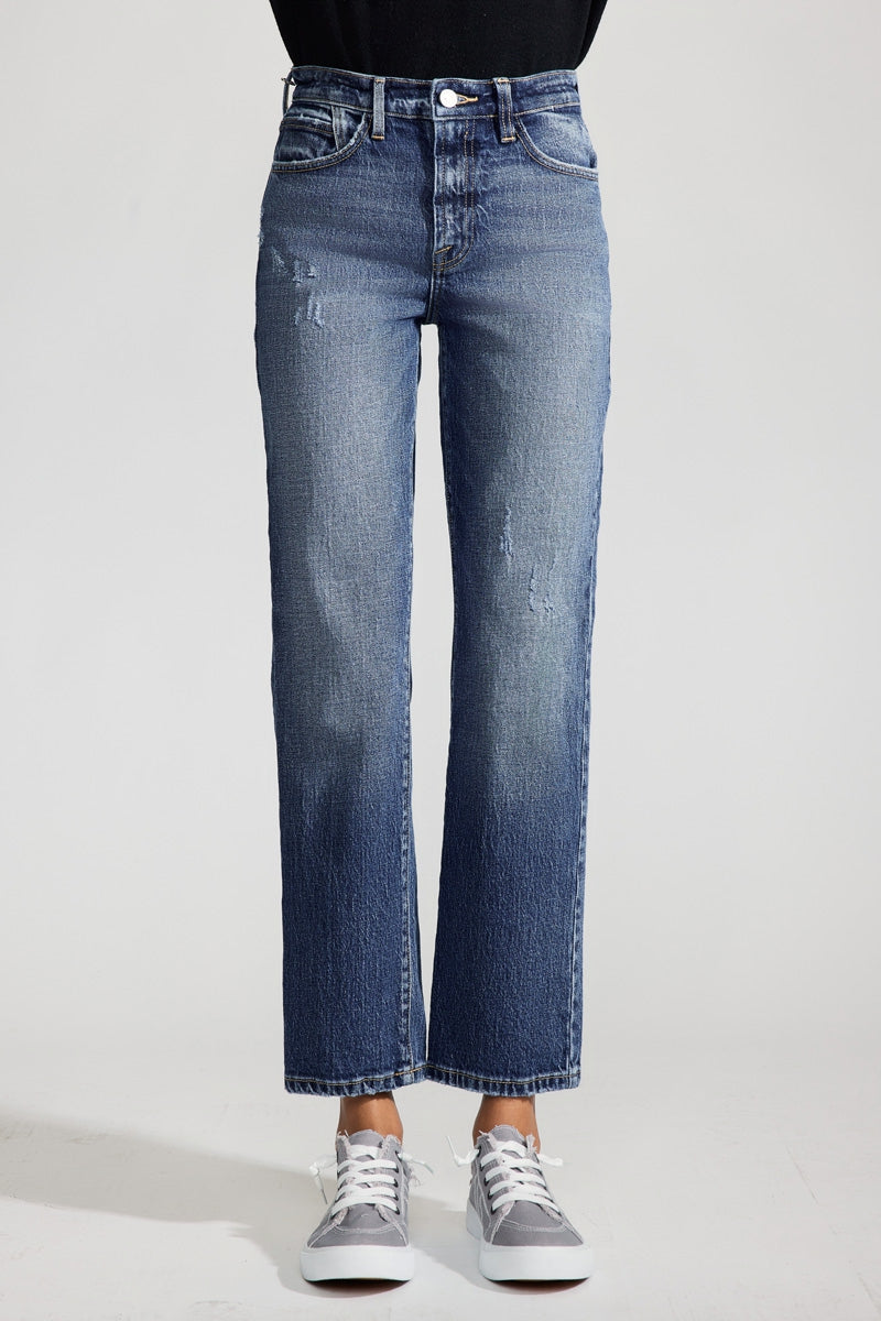 Dorothea Premier High Rise Straight Jeans for Women - Slim Fit Stretch Denim Pants - Perfect for Work, Casual Outfits & Everyday Wear