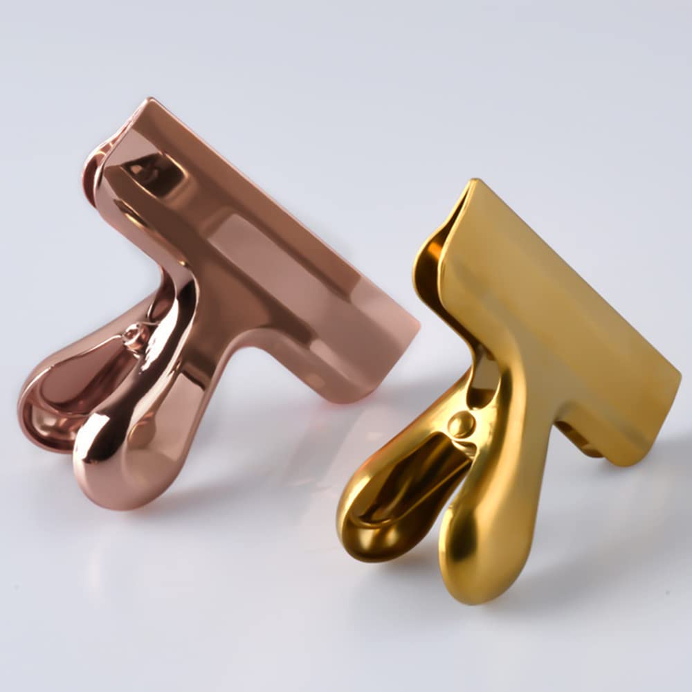 Rose Gold Bulldog Clips 10-Pack - 3 Inch Large Binder Clips for Kitchen, Office & School