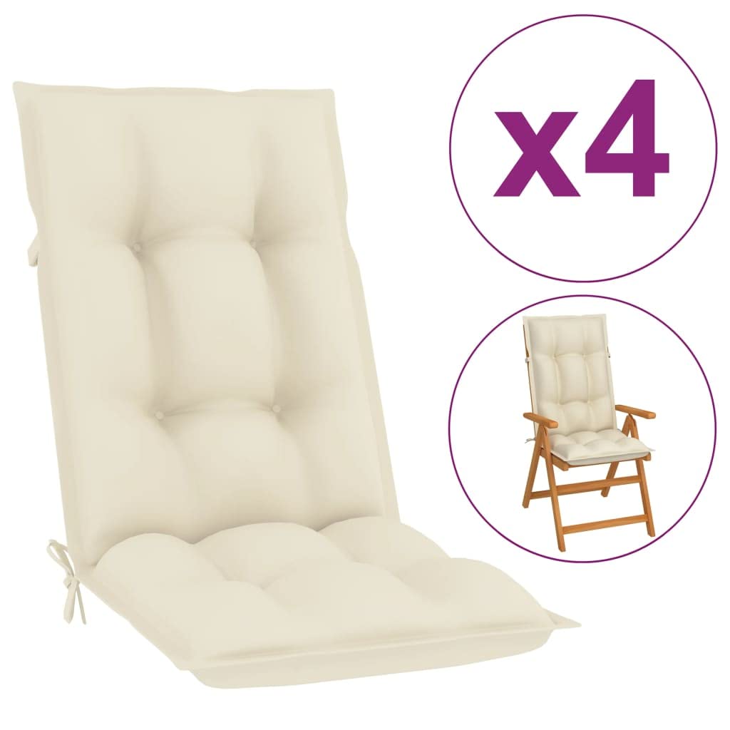 FAMIROSA 4-Piece Garden Chair Cushions Set - Cream Outdoor Patio Seat Cushions 47.2
