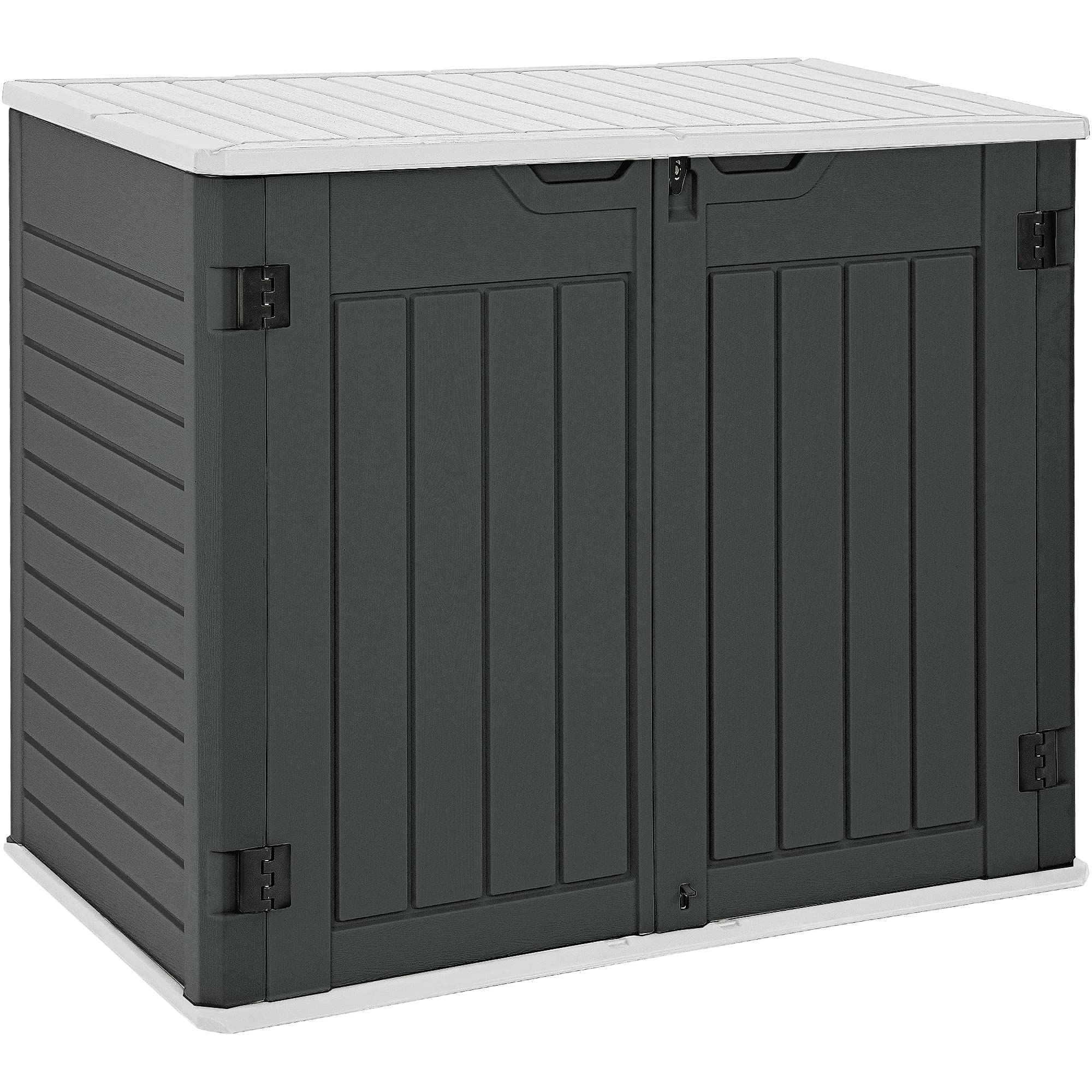 YITAHOME 35 cu ft Outdoor Horizontal Storage Shed - Weatherproof Resin Tool Shed with Multi-Opening Doors for Bike, Trash Cans & Garden Tools - Lockable Dark Gray Storage Solution for Patio, Backyard & Garage Organization