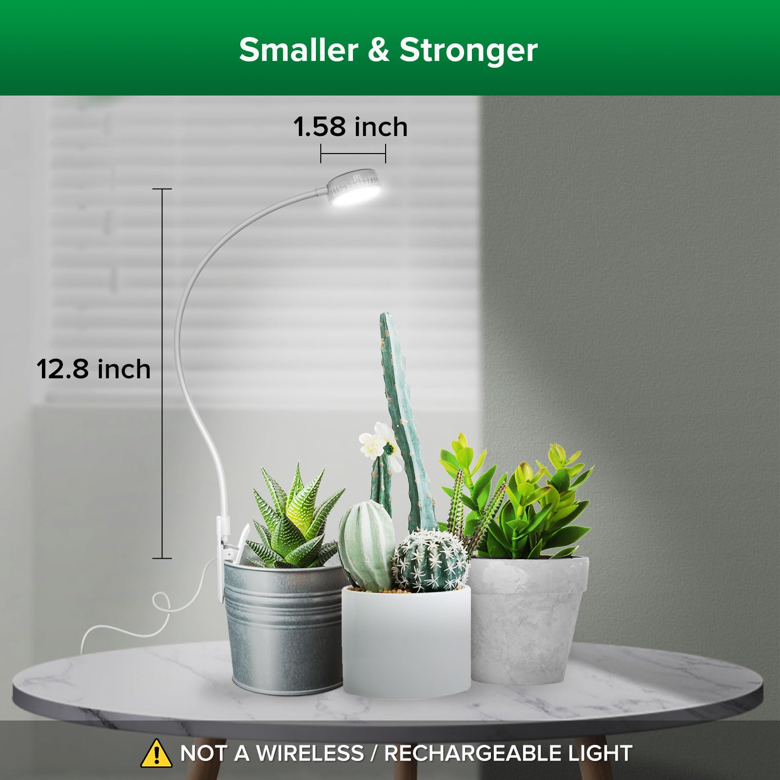 SANSI LED Grow Light for Indoor Plants - Full Spectrum Clip-On Plant Light with 4-Level Dimmable & Auto Timer (3/6/12H) - Perfect for Succulents, Herbs & Small Plants - White 5V USB Powered - Ideal for Home Gardening, Hydroponics & Indoor Plant Growth