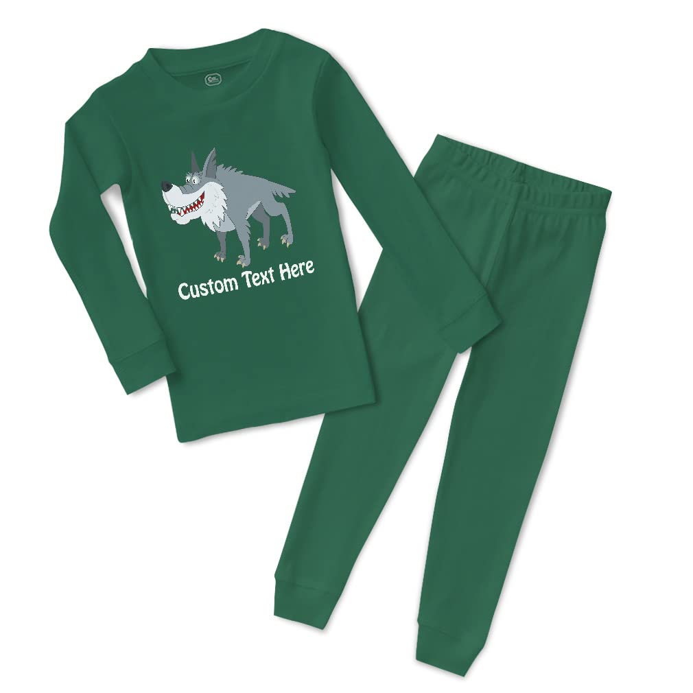 Custom Boy & Girl Cotton Toddler Pajamas with Cute Wolf & Animal Prints - Soft, Snug Fit Sleepwear for Kids - Perfect for Bedtime, Lounging & Family Photos