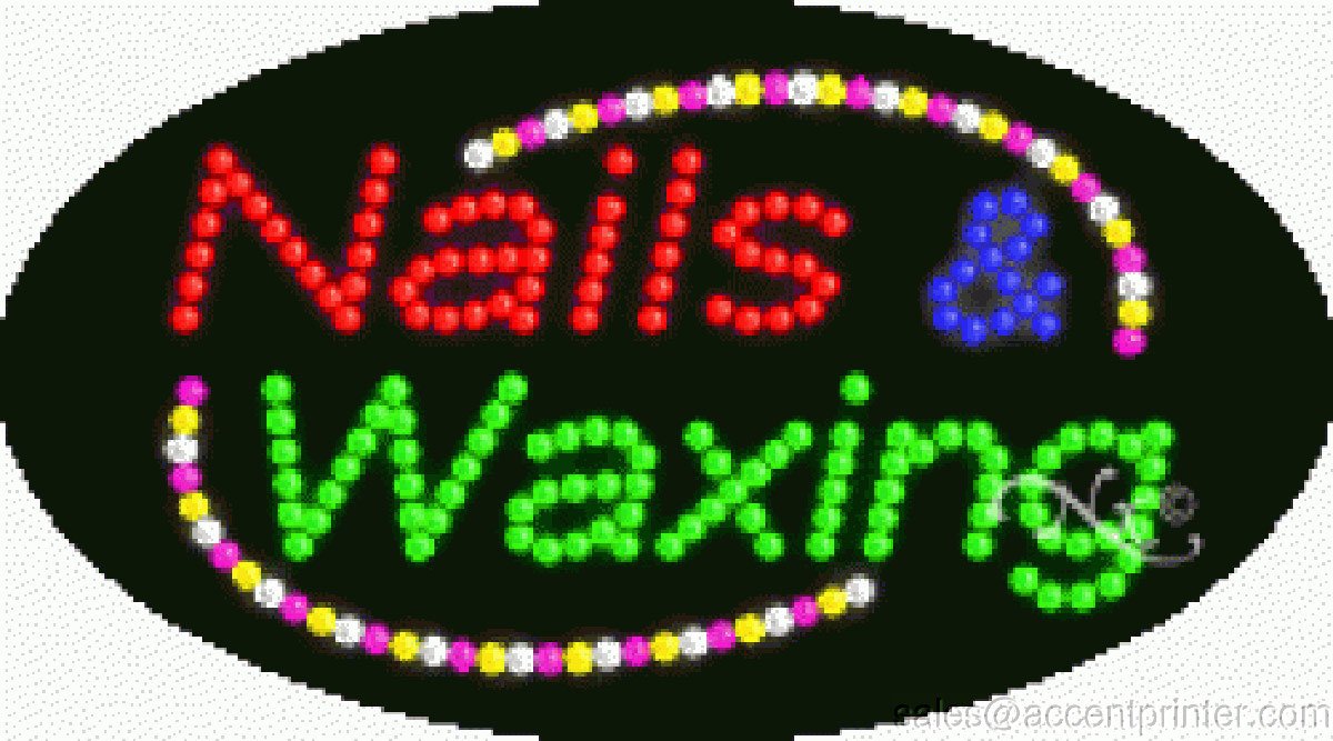 High Impact Energy Efficient Nails & Waxing Flashing Animated LED Sign - Perfect for Salon, Spa, and Beauty Shop Advertising