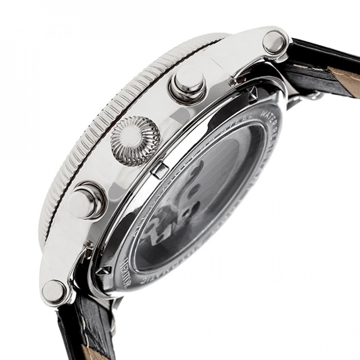 HERITOR Automatic Men's Winston Semi-Skeleton Watch - Stainless Steel & Leather Strap, Black (HERHR5201) | Self-Winding Mechanical Movement, Water Resistant, Perfect for Business, Casual & Formal Occasions