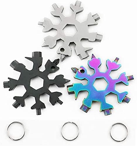 3 Pack 18-in-1 Snowflake Multi Tool - Stainless Steel Bottle Opener, Flat & Phillips Screwdriver, Wrench Kit - Compact Survival Gear for Camping, Hiking, Emergency & Everyday Carry (Standard, Stainless Steel)
