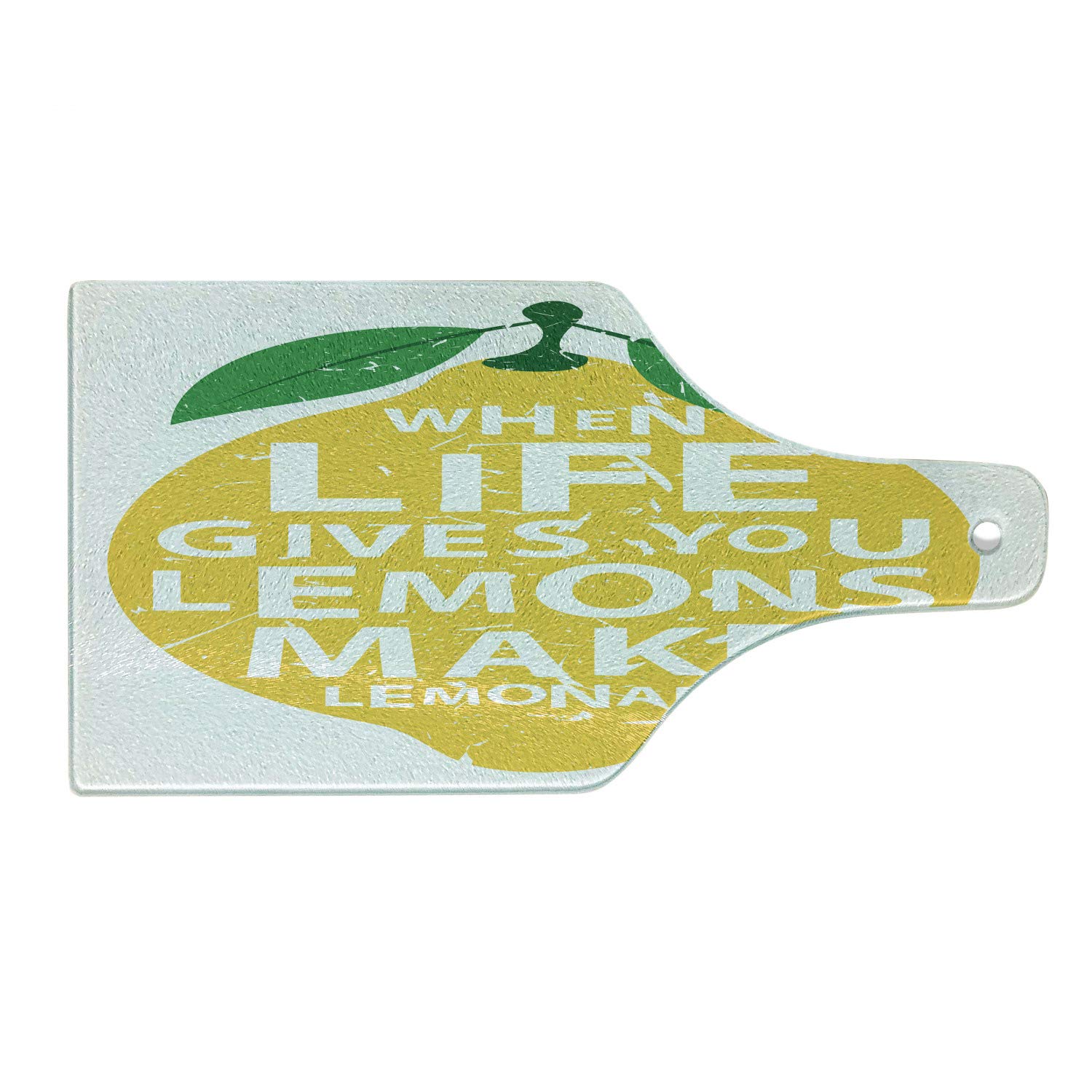 Ambesonne Lemon Themed Cutting Board - Tempered Glass Serving Tray with 